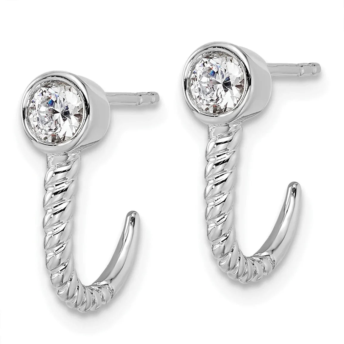 Lab Grown Diamond J-Hoop Earrings 14k Gold - Fine Diamond