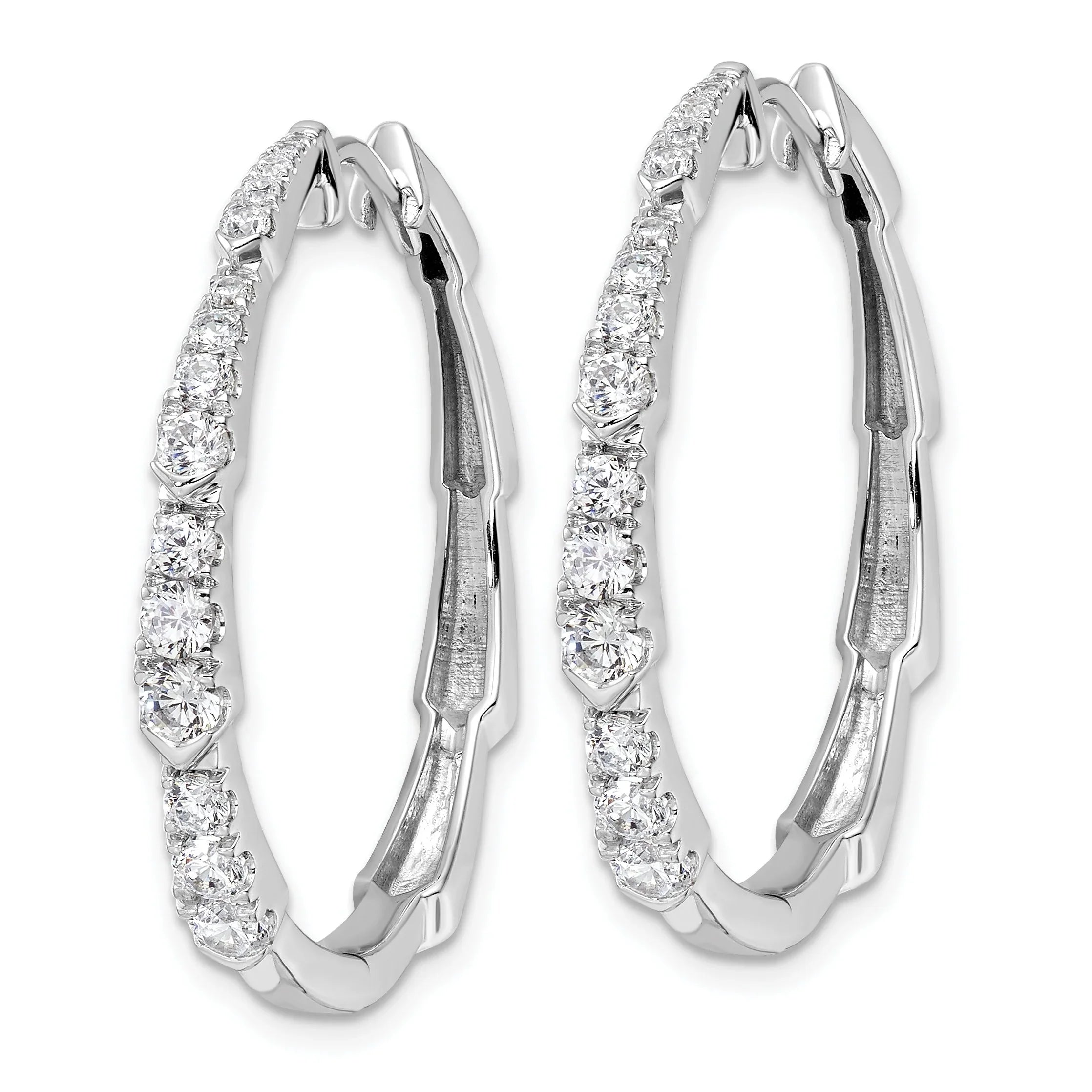 14K Gold Lab Grown Diamond Round Hoop Earrings - Fine Diamond