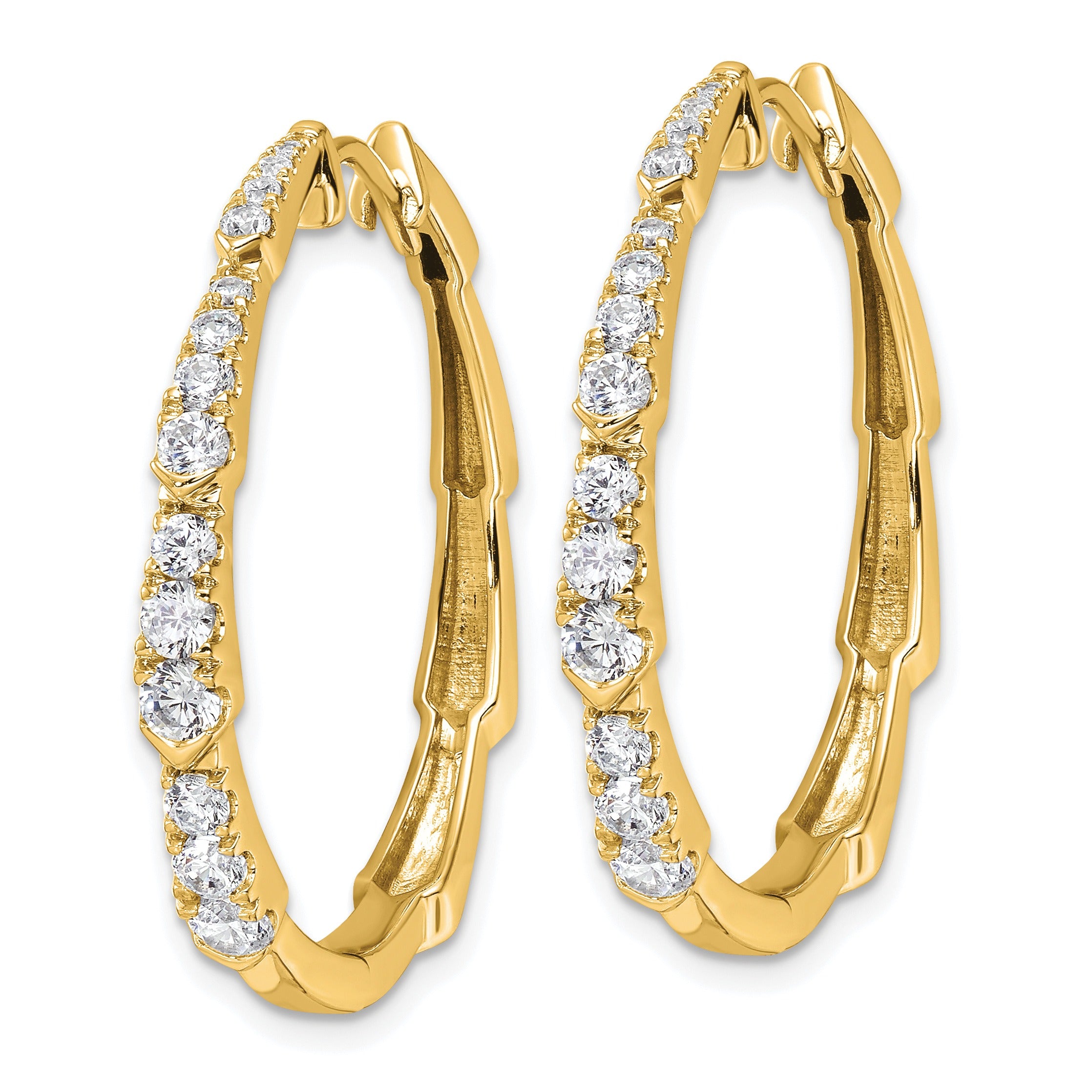 14K Gold Lab Grown Diamond Round Hoop Earrings