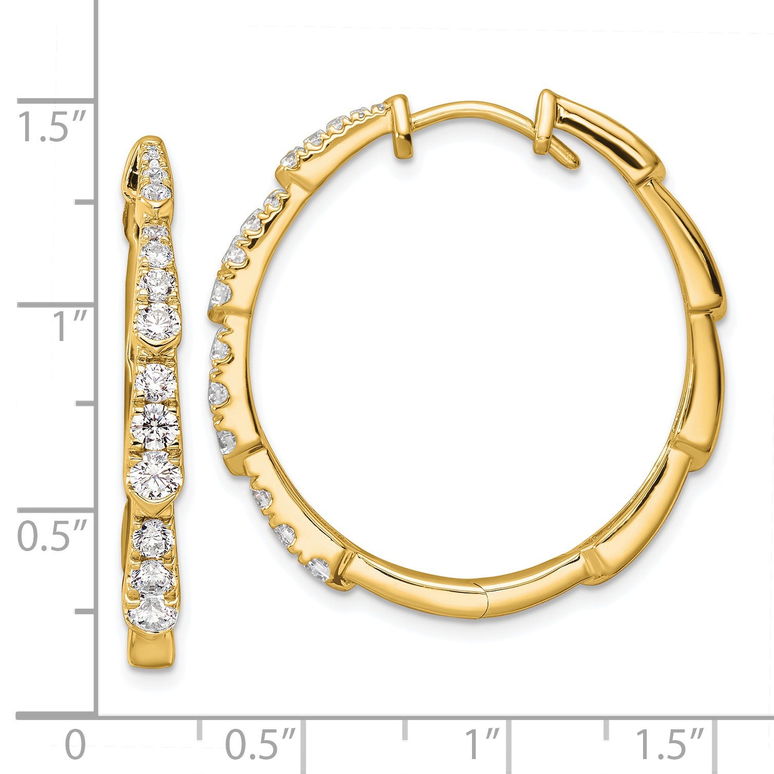 14K Gold Lab Grown Diamond Round Hoop Earrings