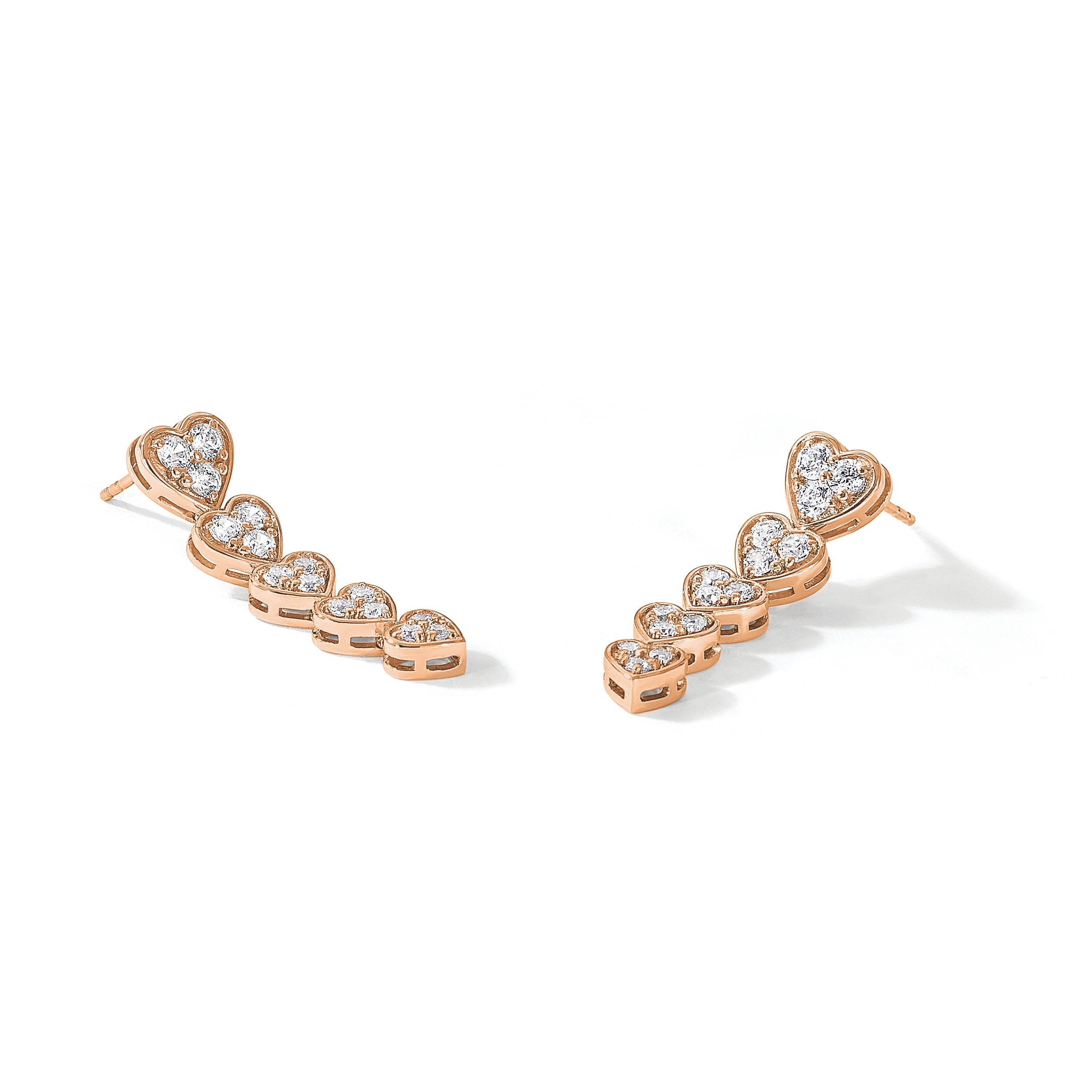 14K Gold Lab Grown Diamond Heart Dangle Post Earrings