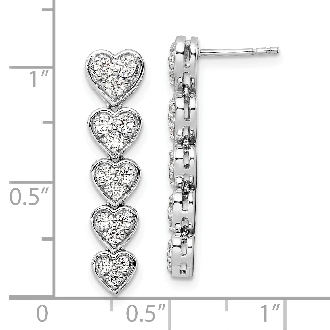 14K Gold Lab Grown Diamond Heart Dangle Post Earrings - Fine Diamond