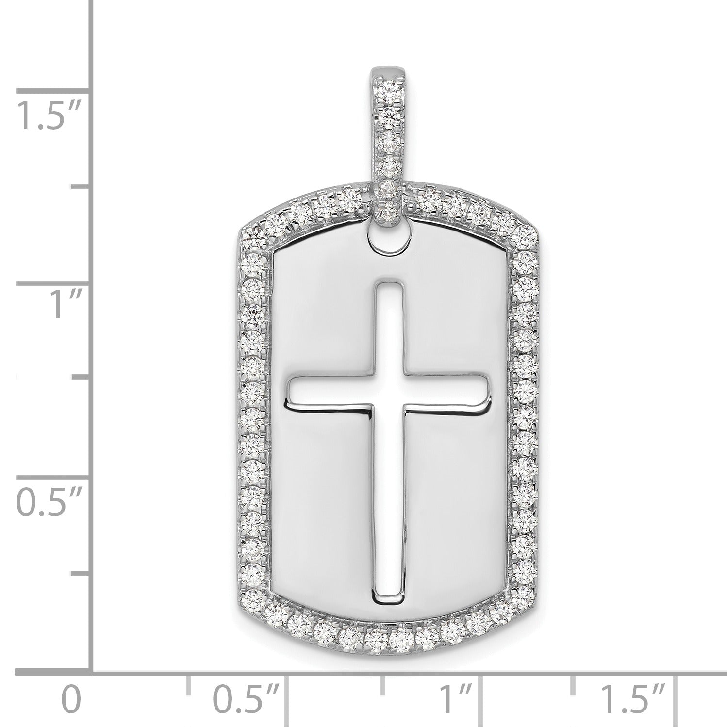 14K Gold 3/4 carat Lab Grown Diamond Cross Dog Tag Pendant