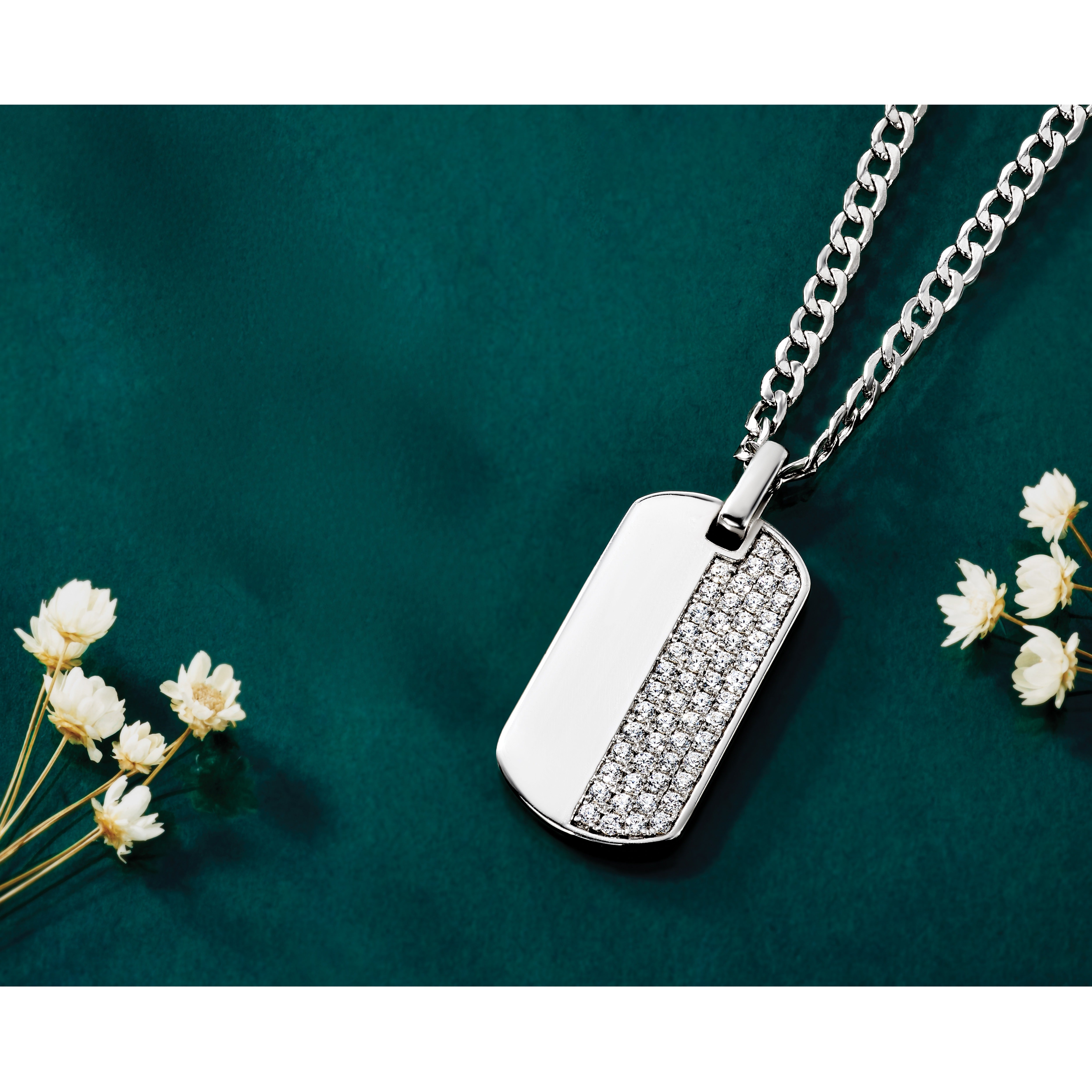 14K Gold 1 carat Lab Grown Diamond Dog Tag Pendant