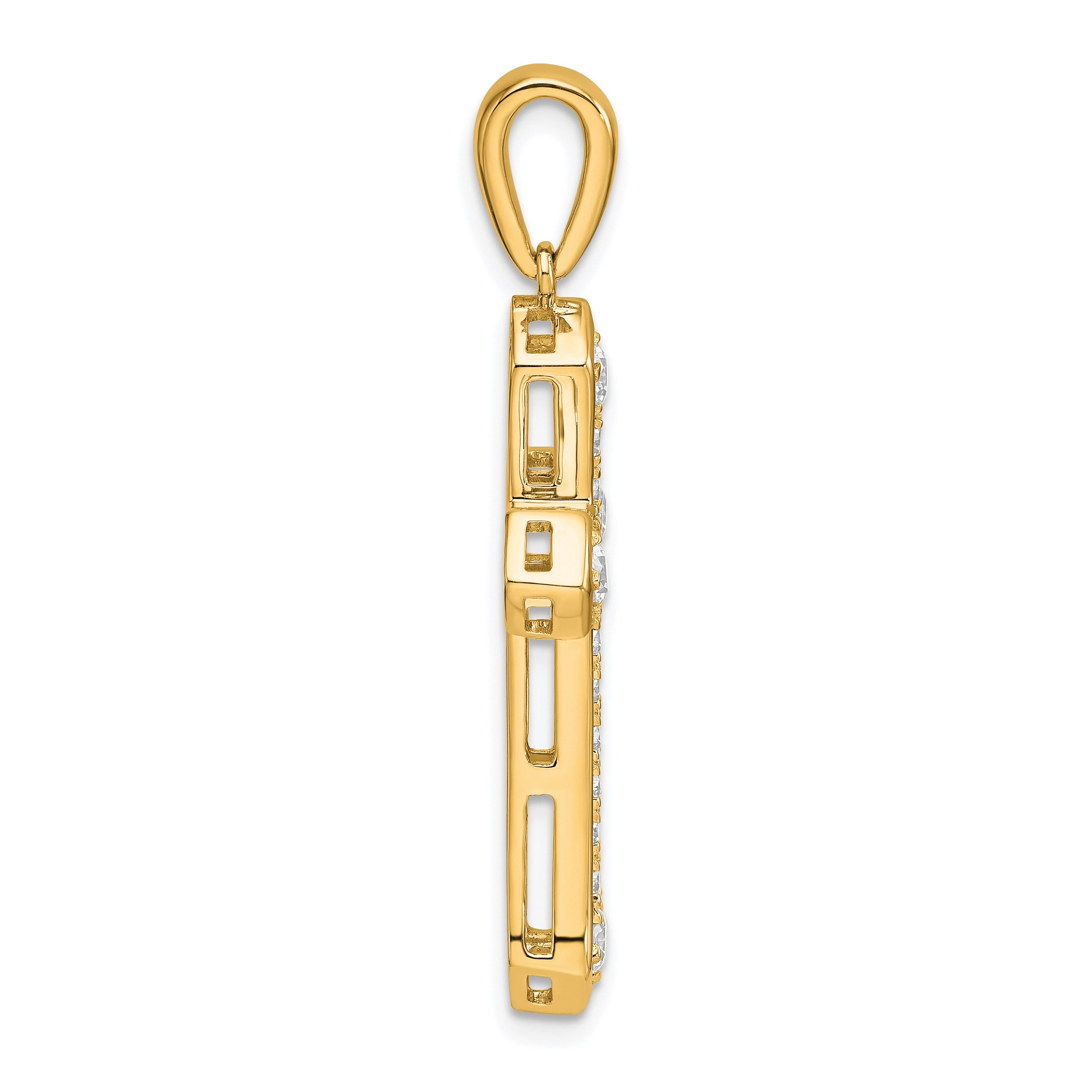 14K Gold 3/4 carat Lab Grown Diamond Cross Pendant