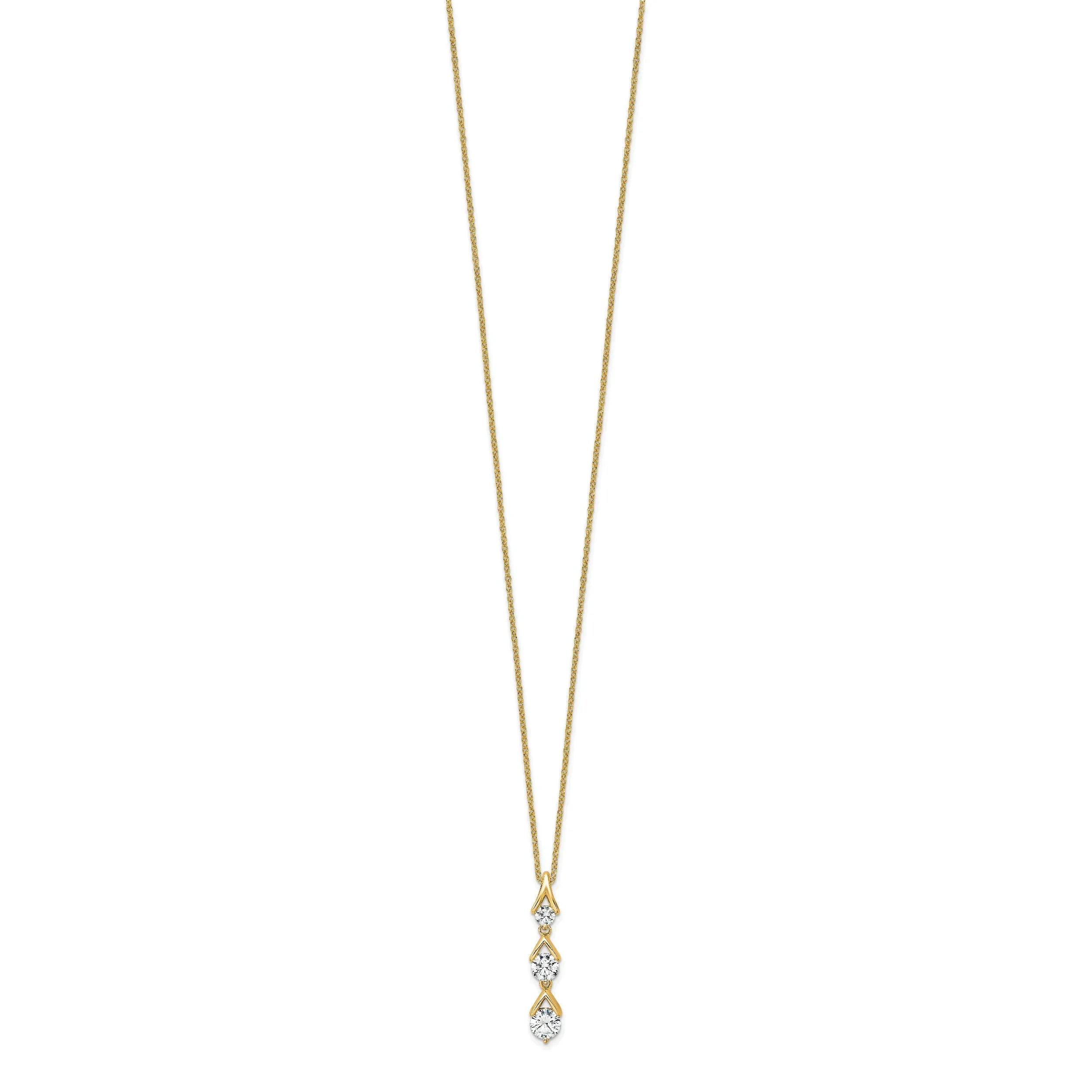 Lab Grown Three Diamond Drop Necklace - Fine Diamond