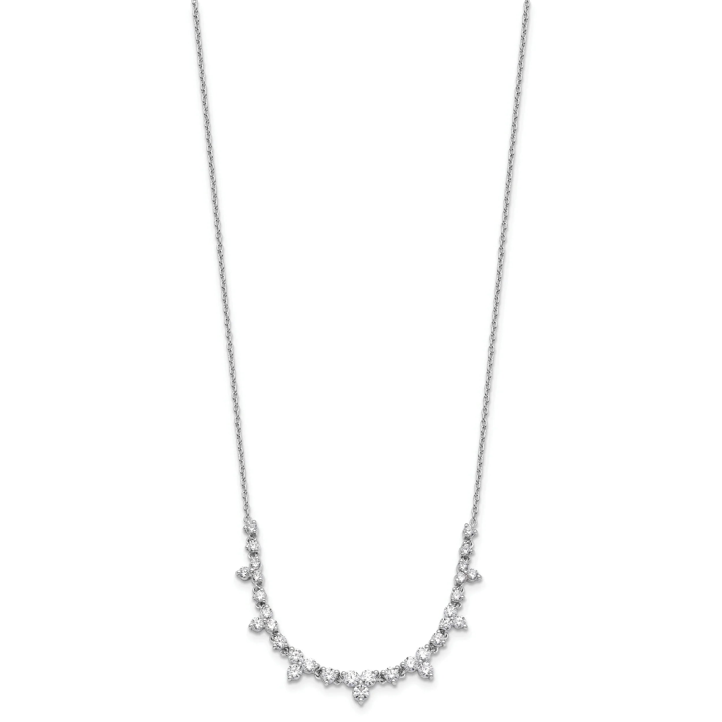 14K White Gold Lab Grown Diamond Station Necklace - Fine Diamond