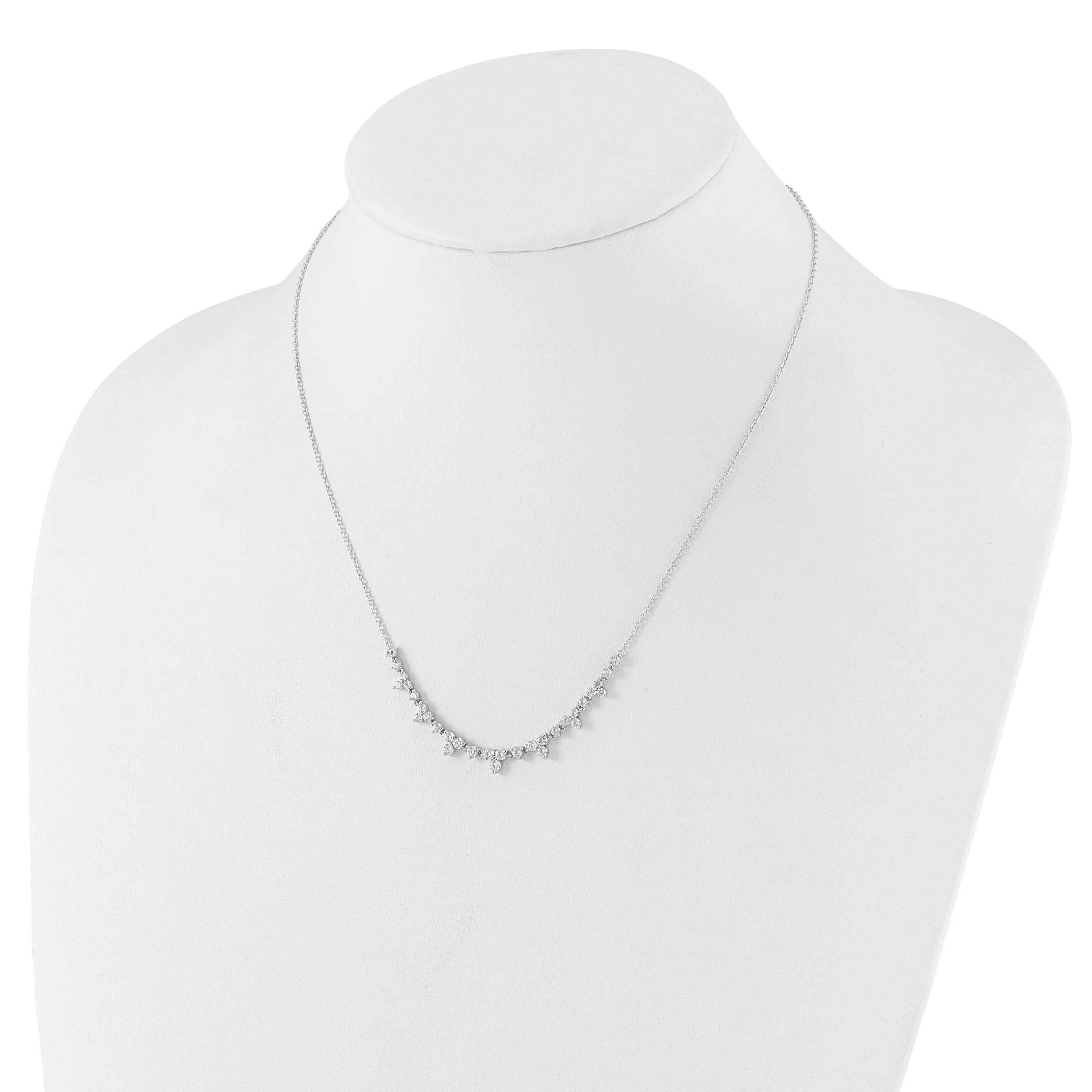 14K White Gold Lab Grown Diamond Station Necklace - Fine Diamond