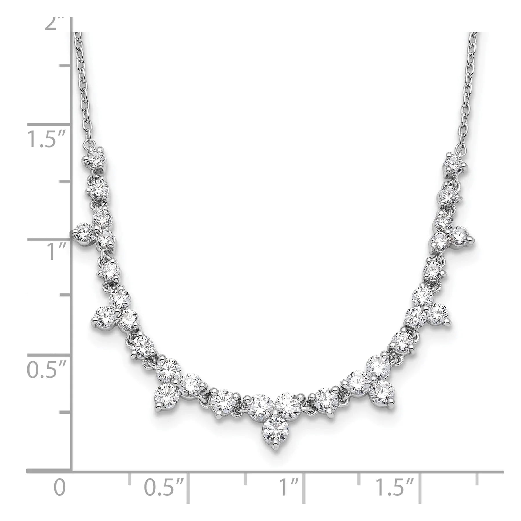14K White Gold Lab Grown Diamond Station Necklace - Fine Diamond