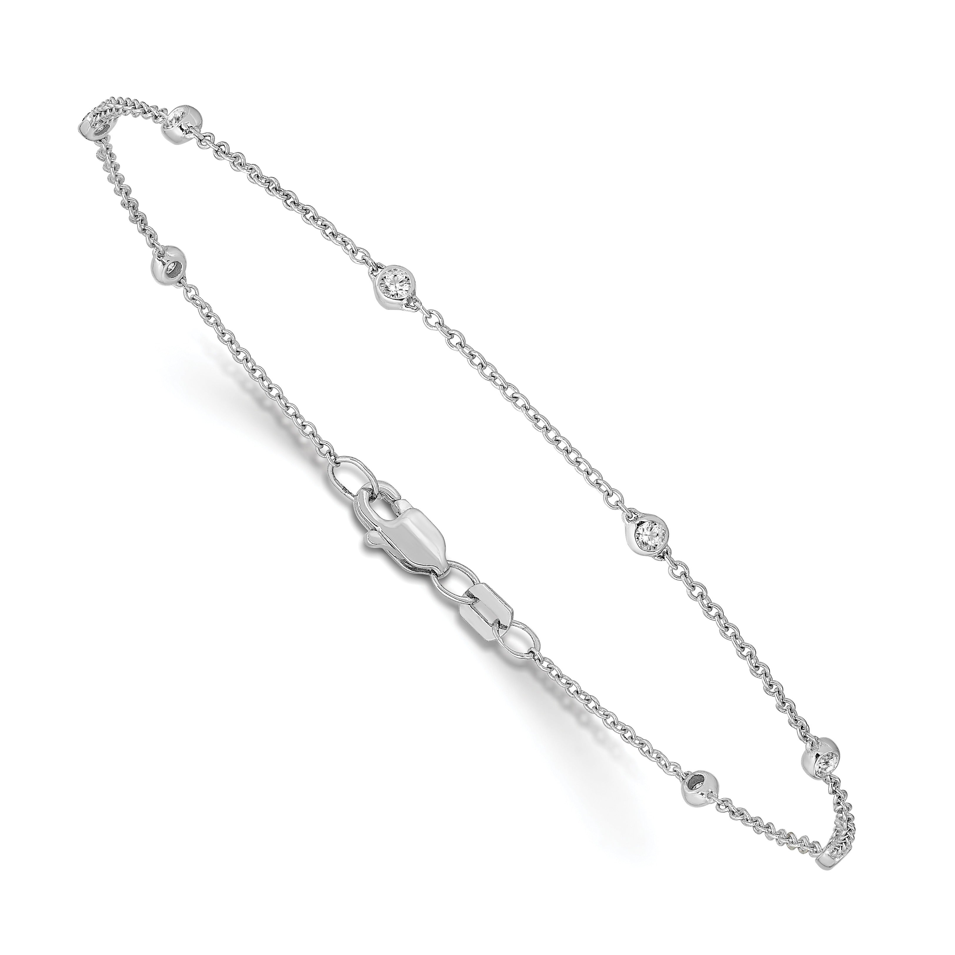 14k White Gold 1/6 Carat Lab Diamond Station Bracelet
