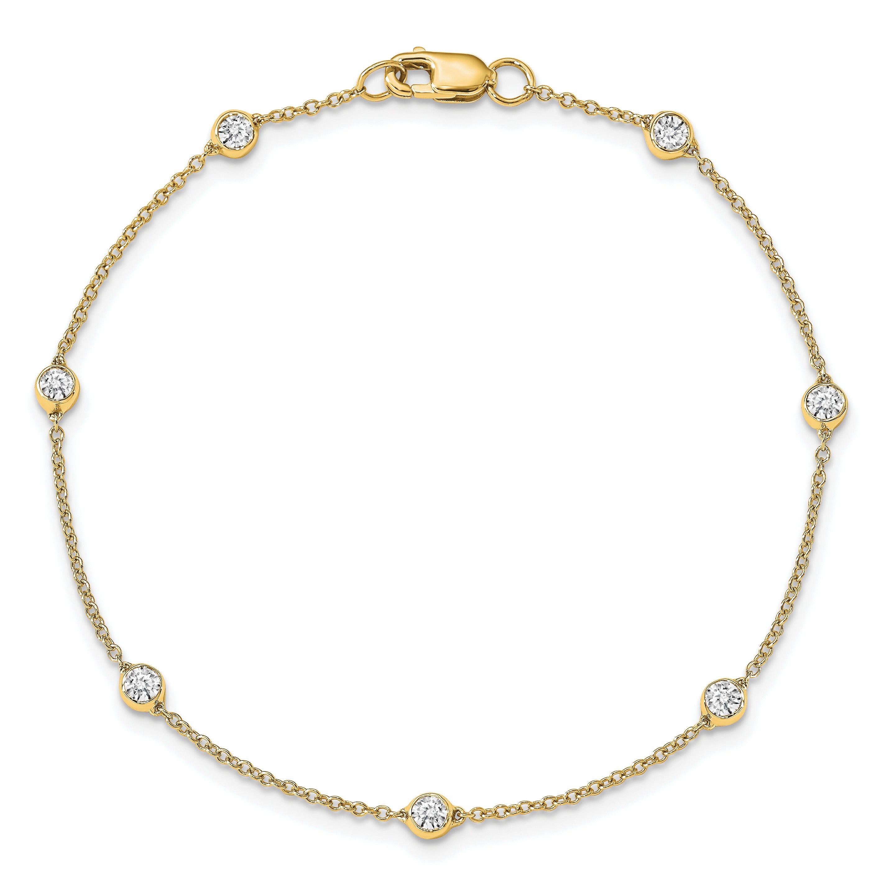 14k Gold Lab Grown Diamond Station Bracelets