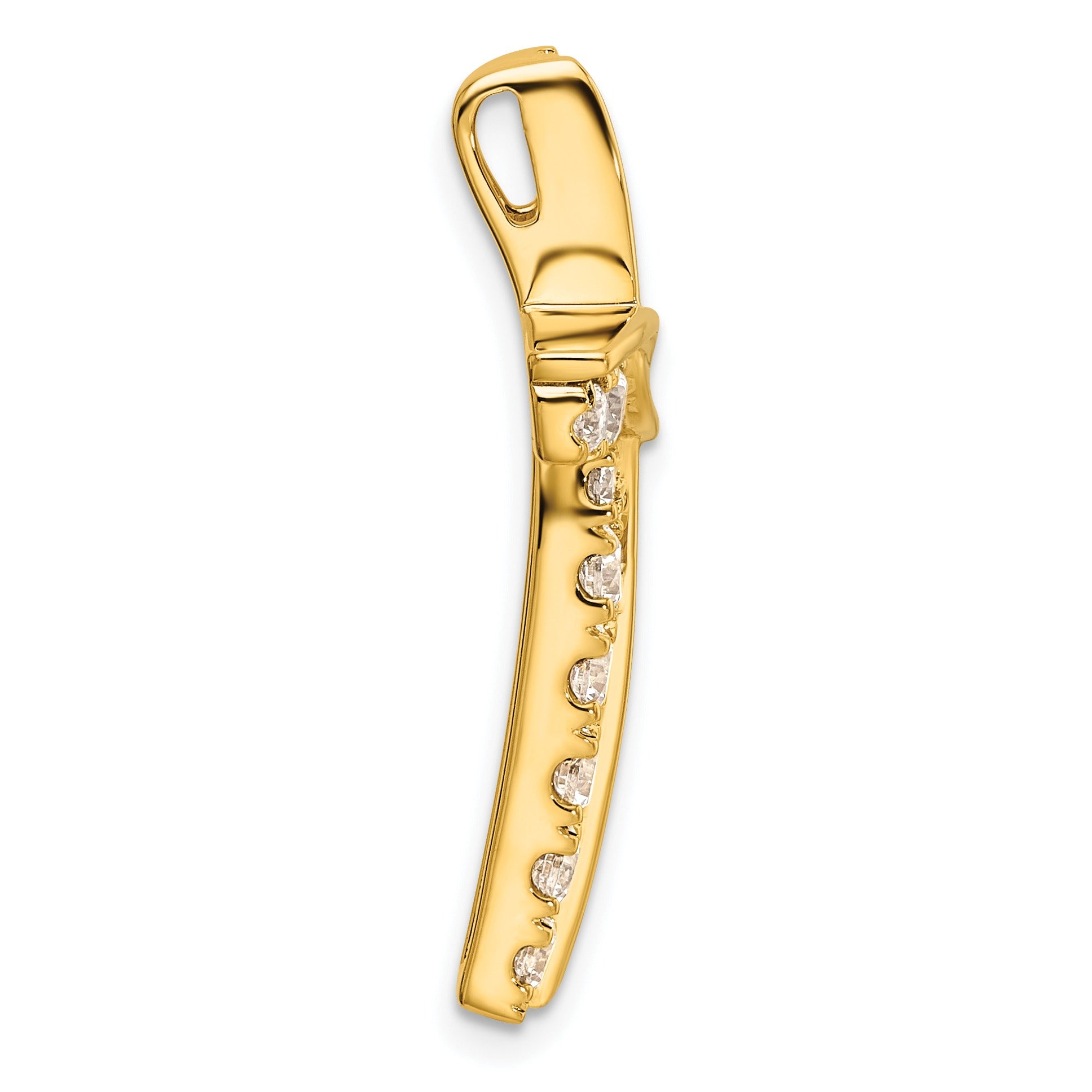 14k Yellow Gold Lab Grown Diamond Cross Chain Slide Pendant