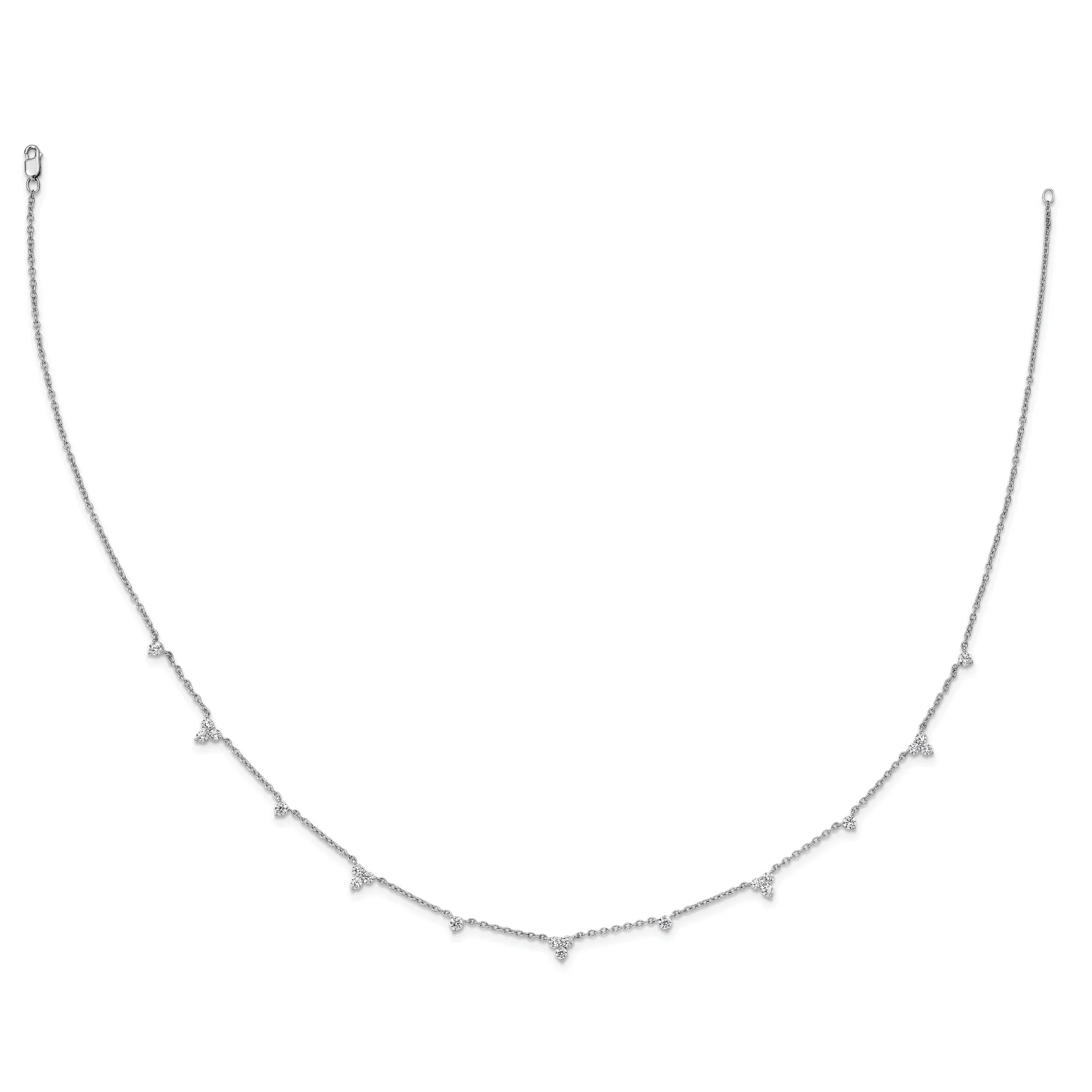 14k White Gold Lab Grown Diamond Eleven Station Necklace - Fine Diamond