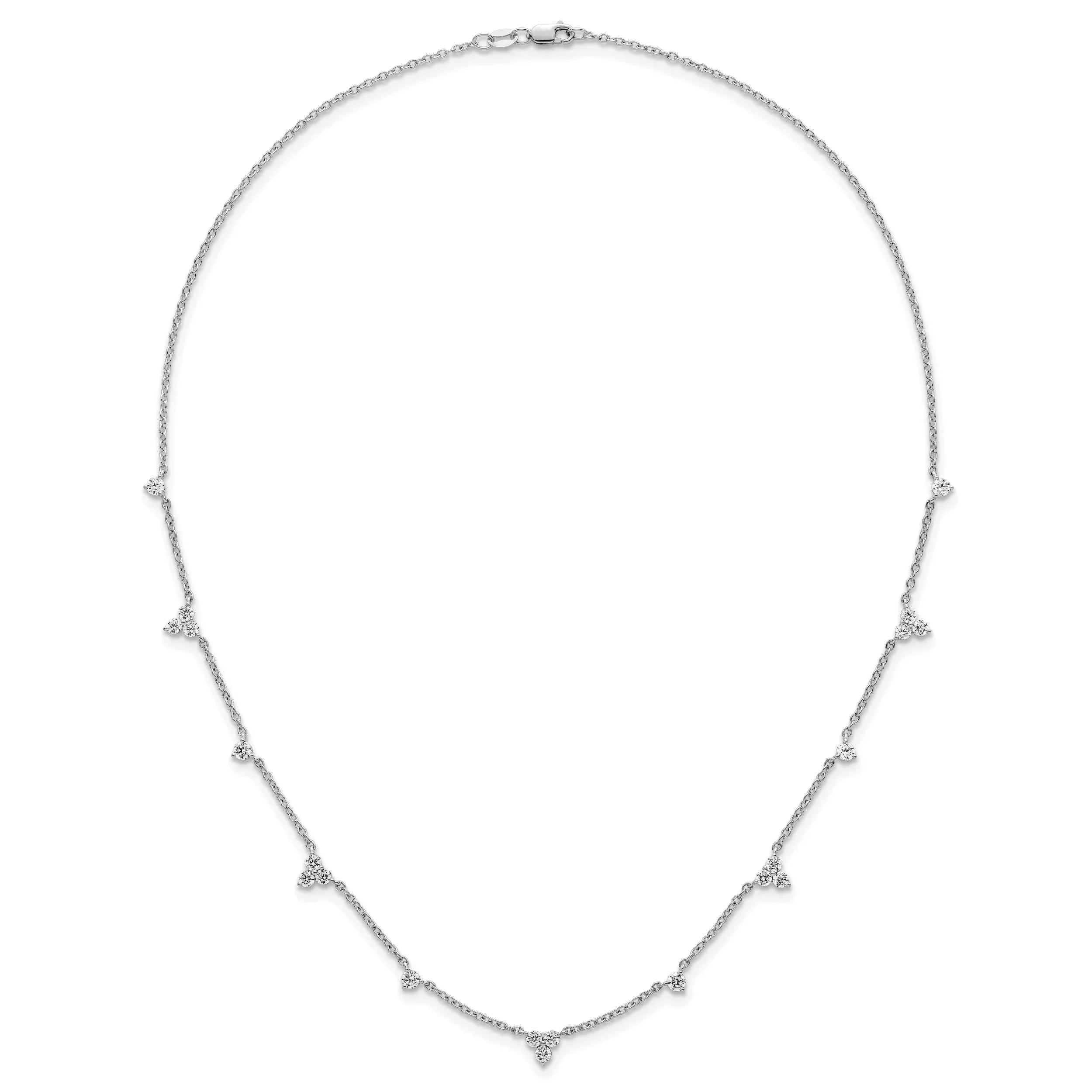 14k White Gold Lab Grown Diamond Eleven Station Necklace - Fine Diamond