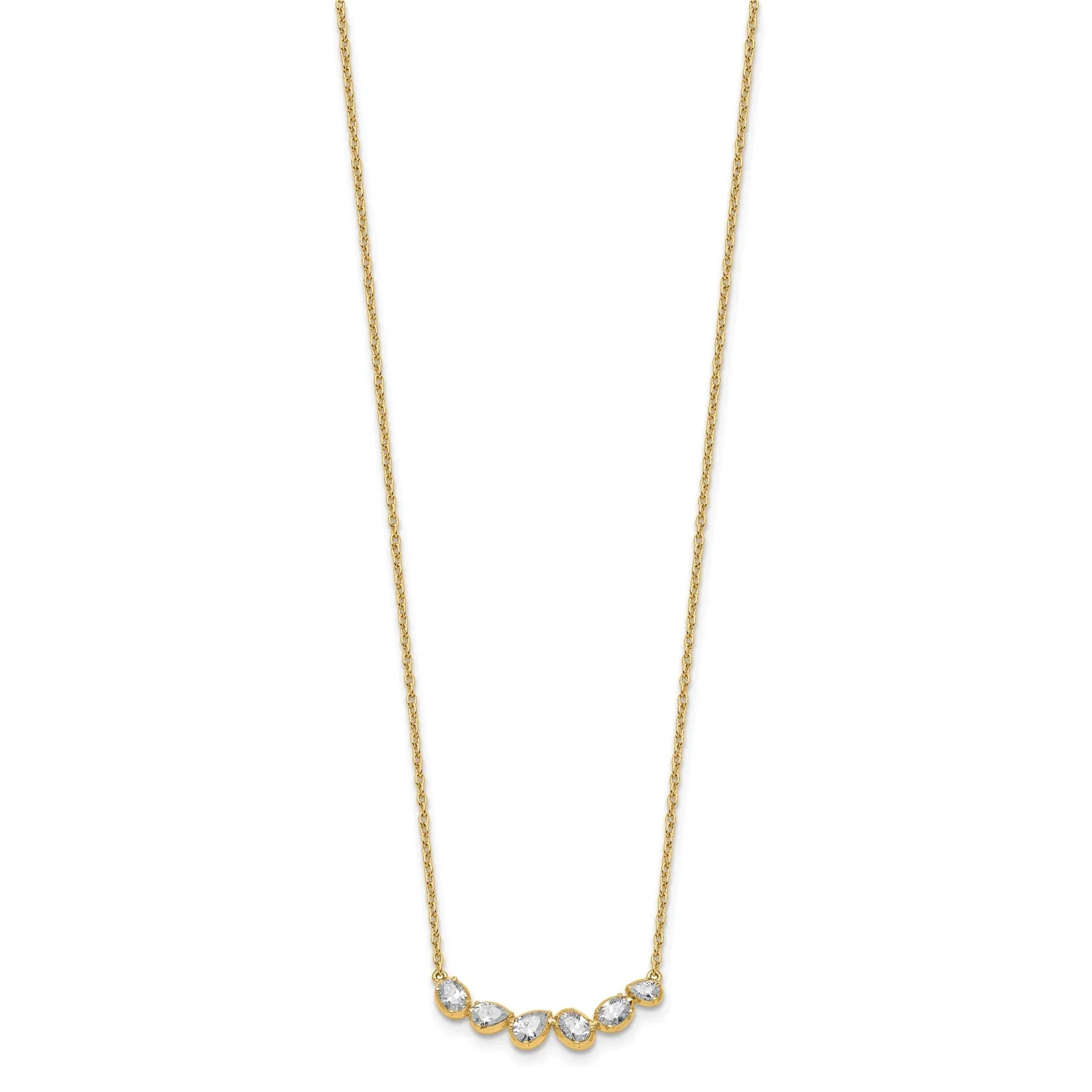 Lab Grown Diamond 14K Gold Leaf Bar Necklace - Fine Diamond