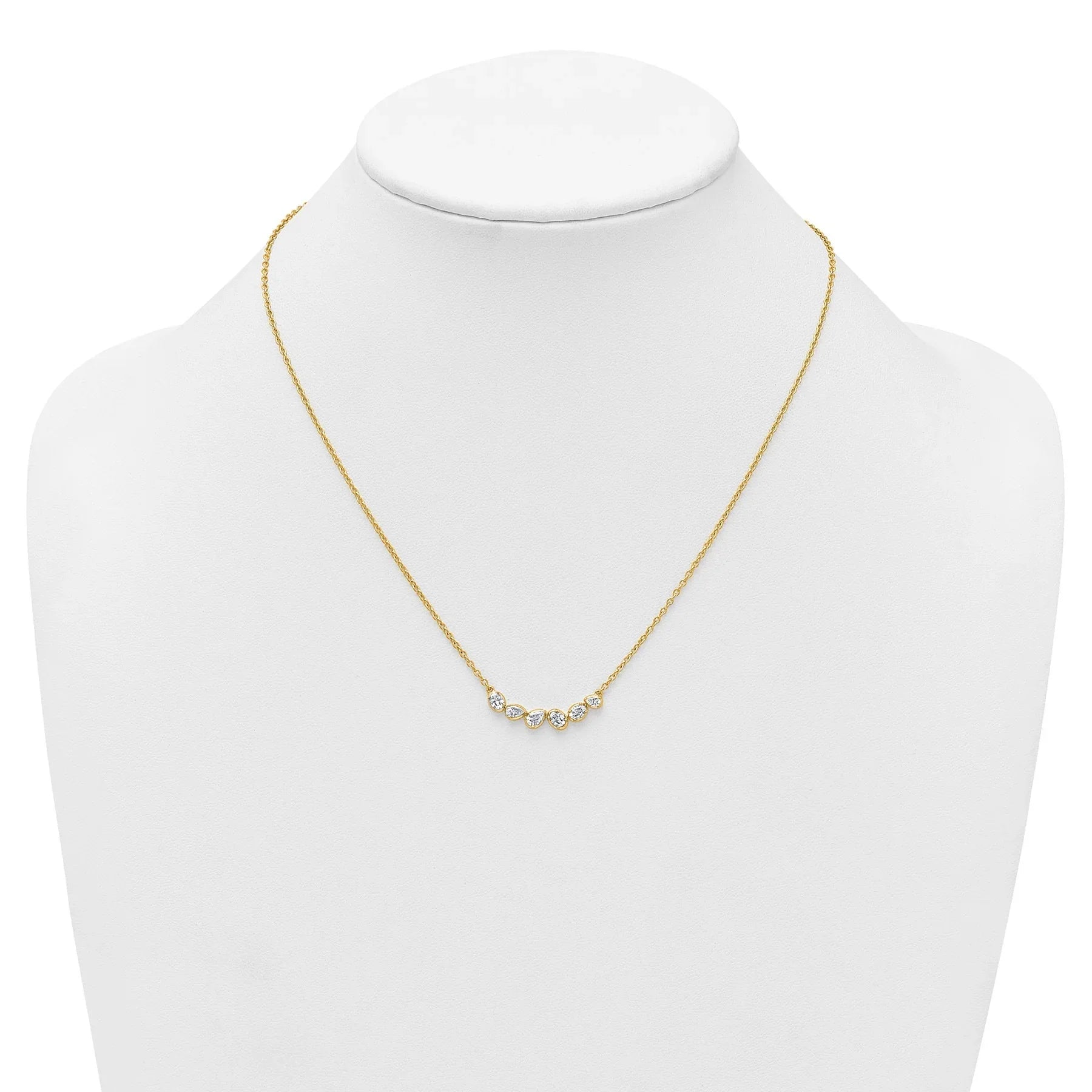 Lab Grown Diamond 14K Gold Leaf Bar Necklace - Fine Diamond