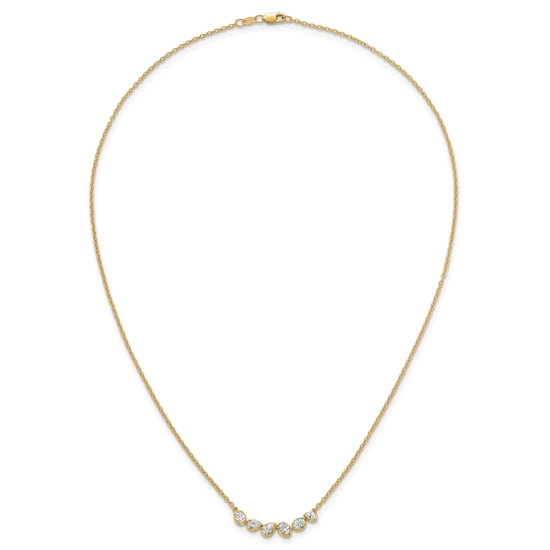 Lab Grown Diamond 14K Gold Leaf Bar Necklace - Fine Diamond