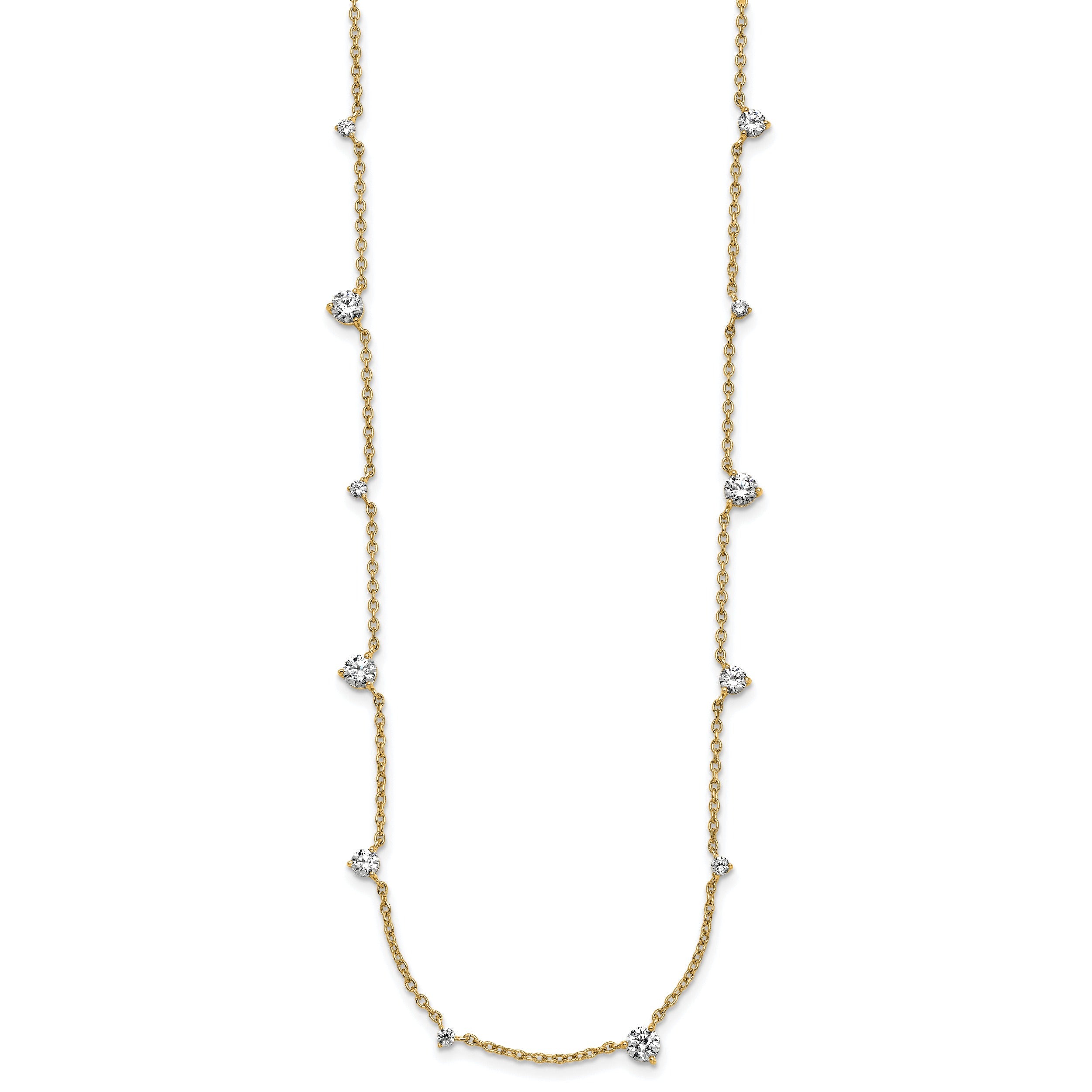14k Gold Lab Grown Diamond Multi Station Necklaces