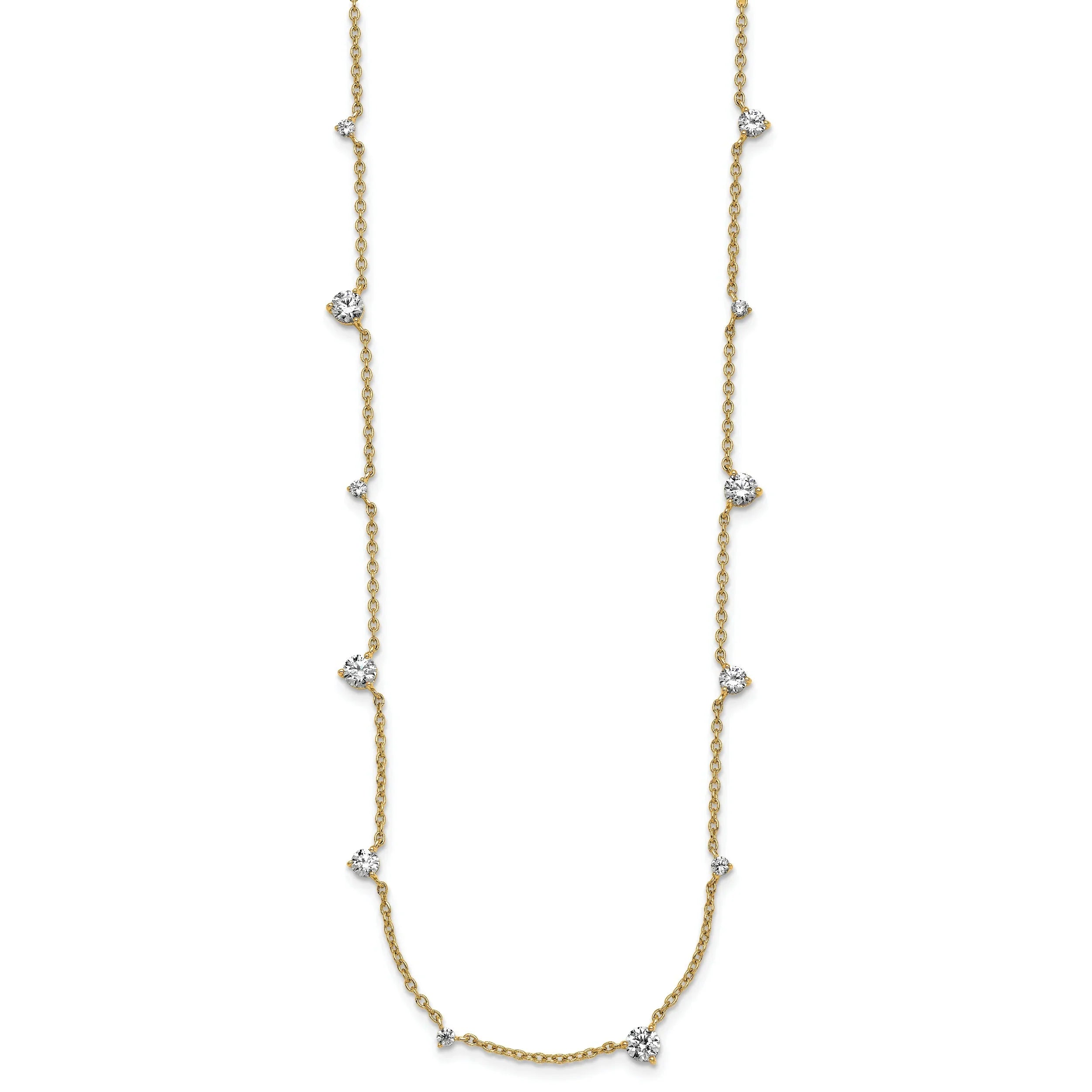 14k Gold Lab Grown Diamond Multi Station Necklaces - Fine Diamond
