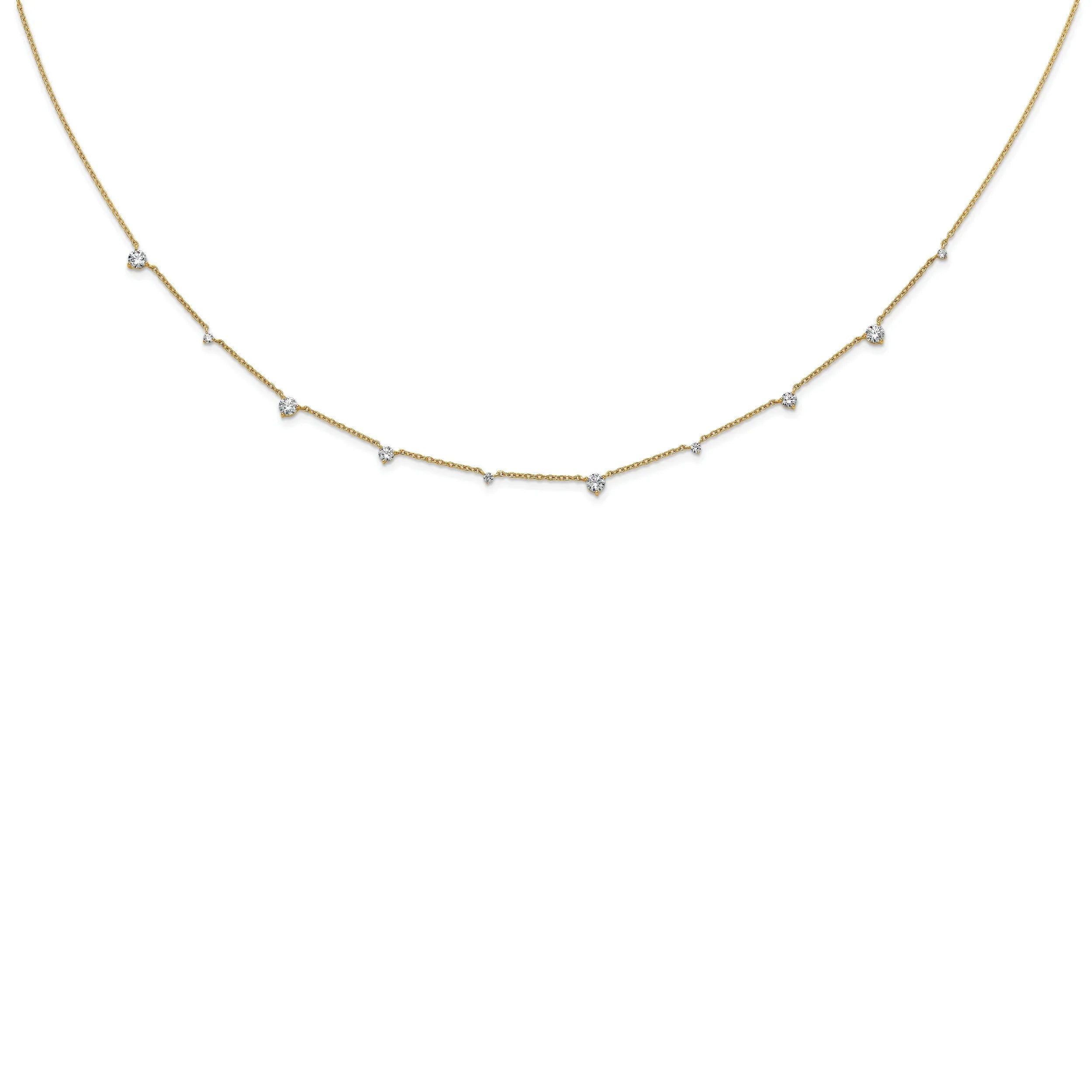 14k Gold Lab Grown Diamond Multi Station Necklaces - Fine Diamond