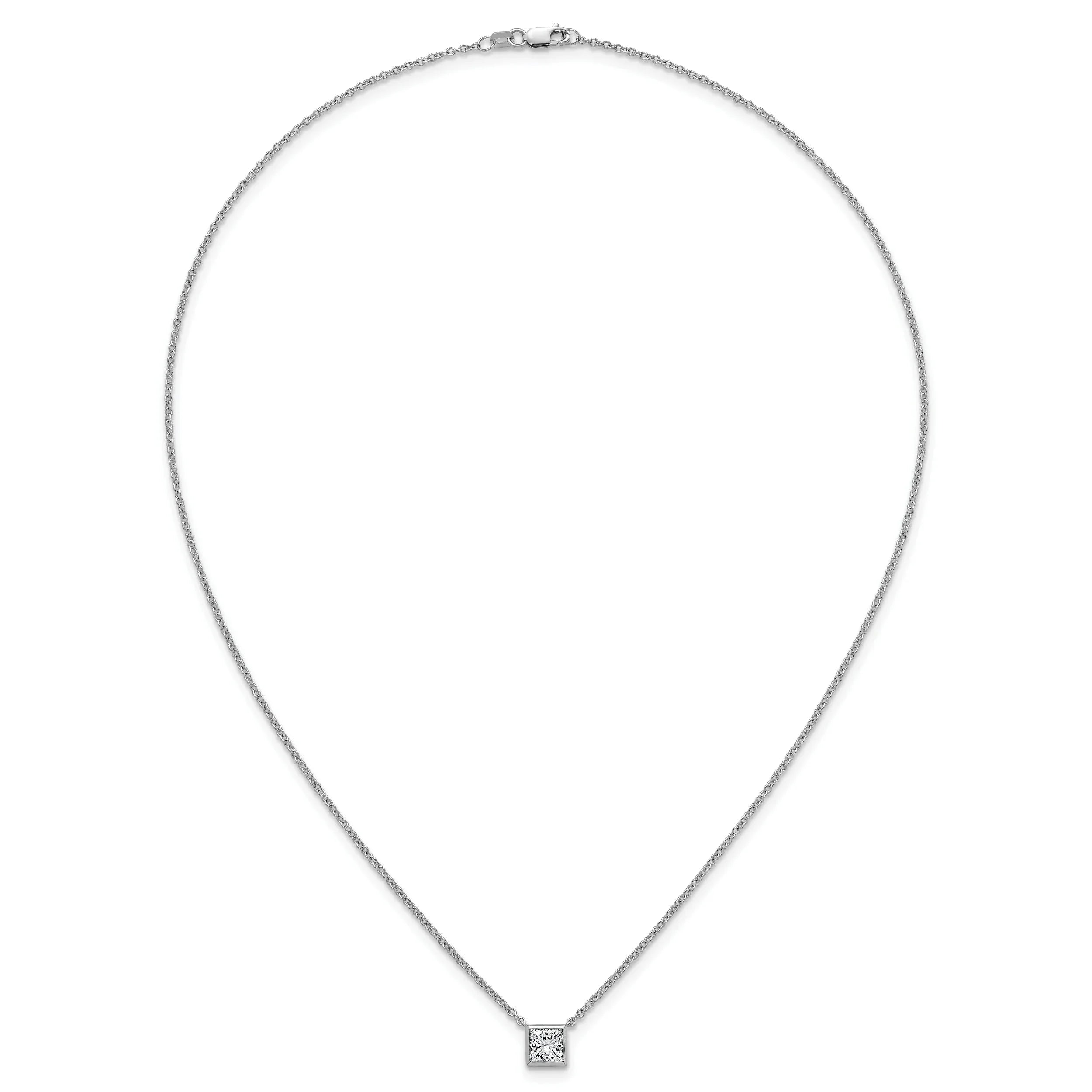 14k White Gold Lab Grown Diamond Solitaire Necklace - Fine Diamond