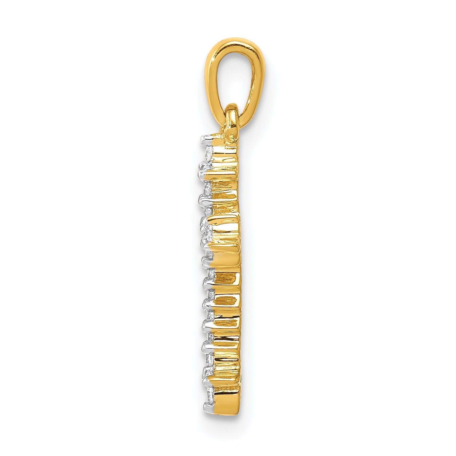 14k Gold 1/10 carat Lab Grown Diamond Cross Pendant
