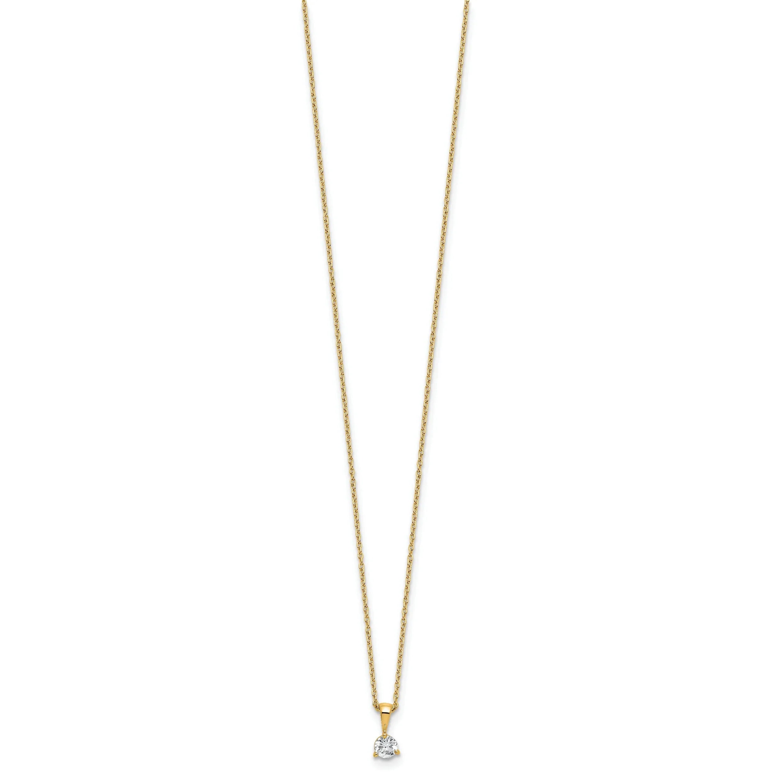 14k Gold Lab Grown Diamond Solitaire Pendant Necklace - Fine Diamond