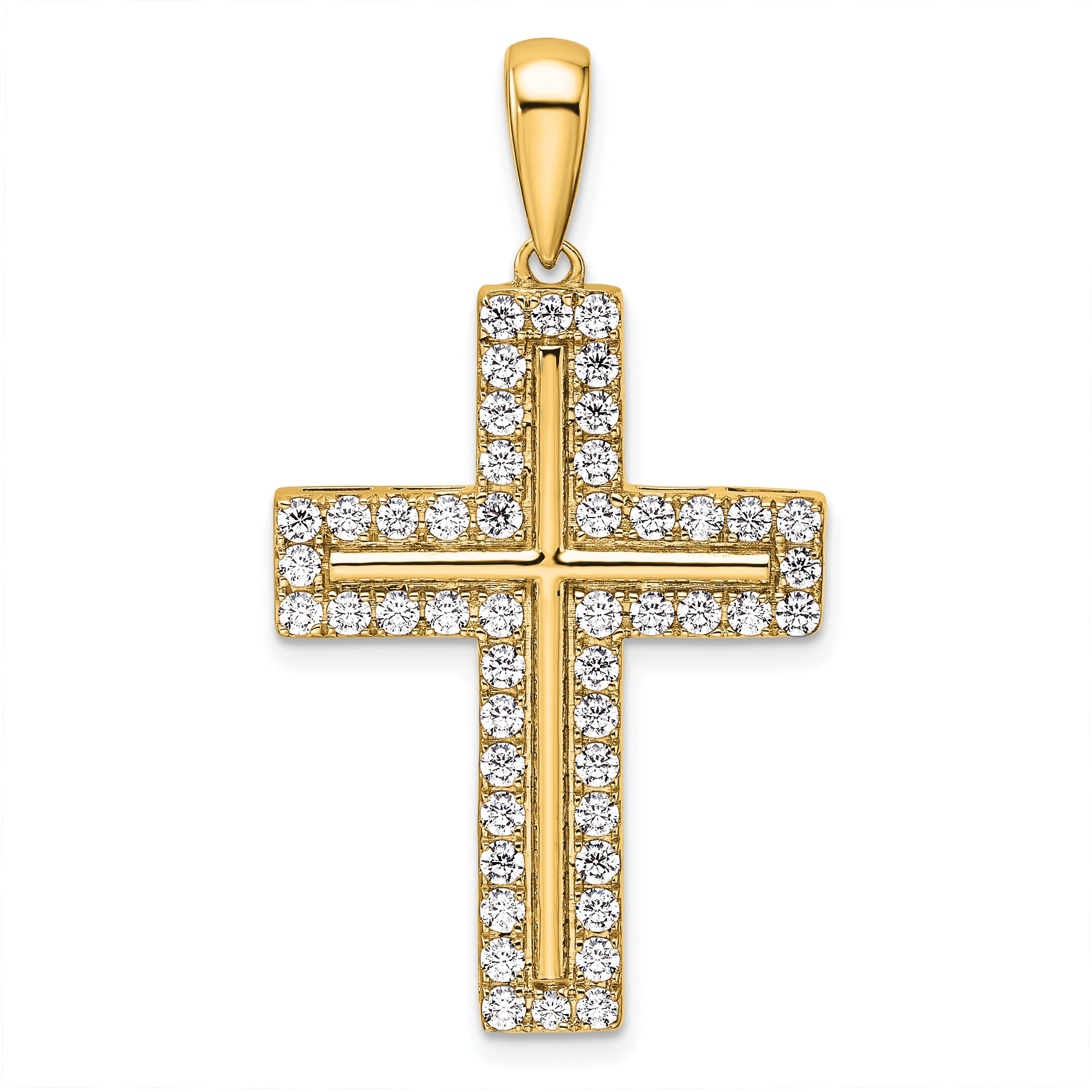 14K Gold Lab Diamond Cross Pendant