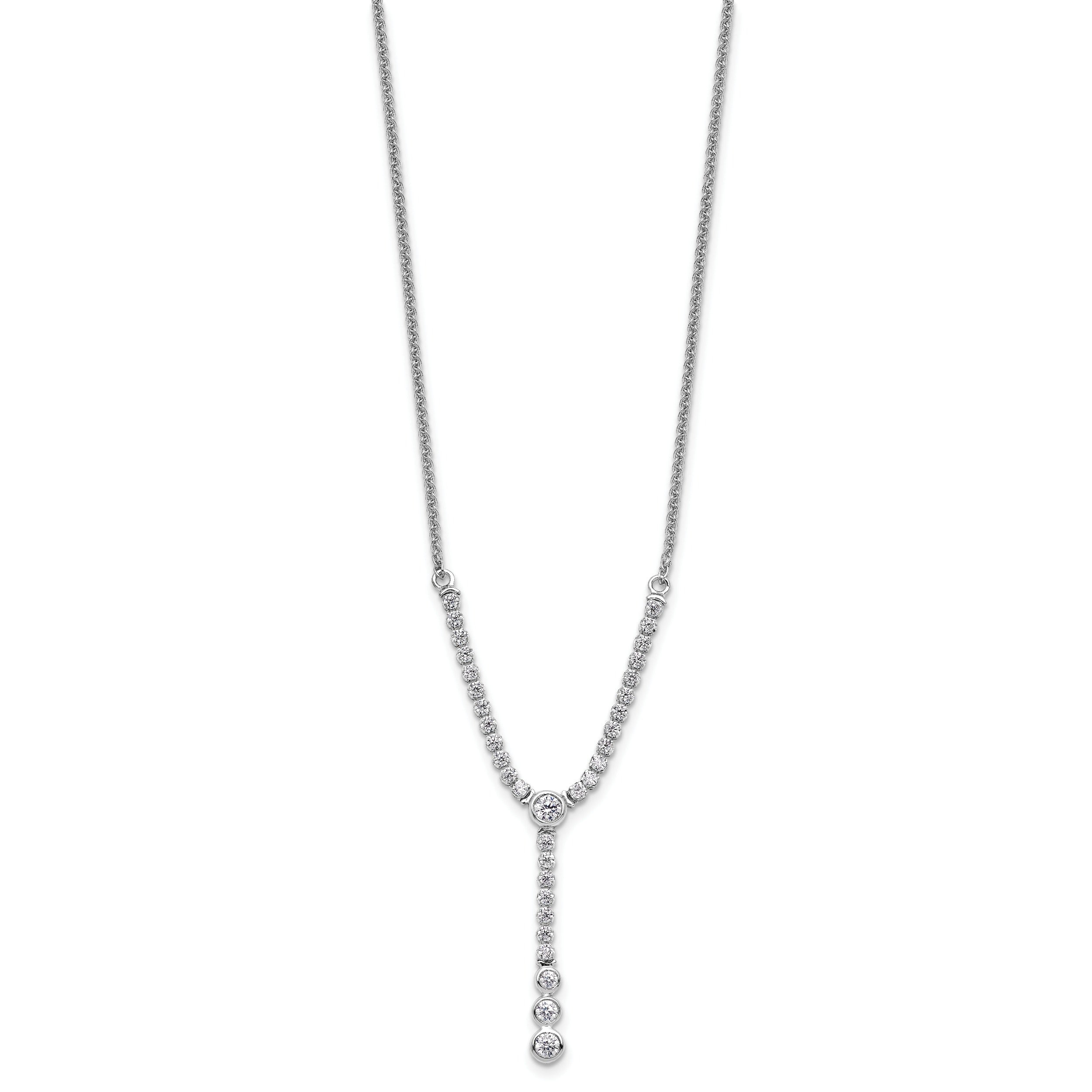 14k White Gold Lab Grown Diamond Tennis Style Bolo Necklace