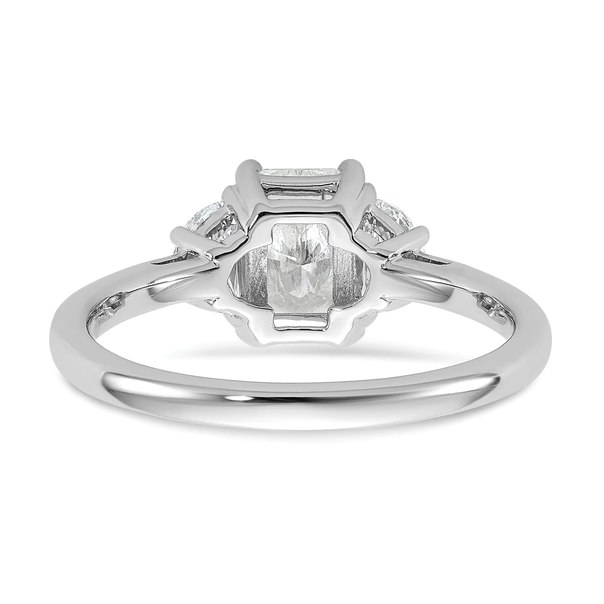 14K White Gold Lab Diamond 3 Stone Semi Mount Engagement Ring - Fine Diamond