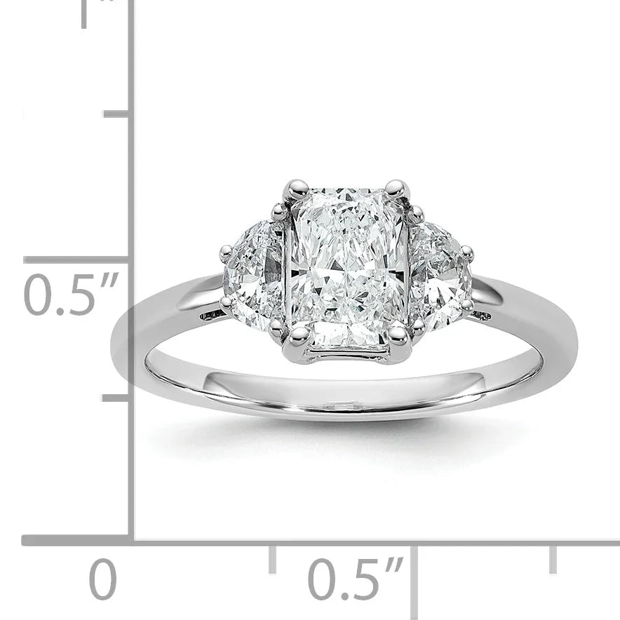 14K White Gold Lab Diamond 3 Stone Semi Mount Engagement Ring - Fine Diamond