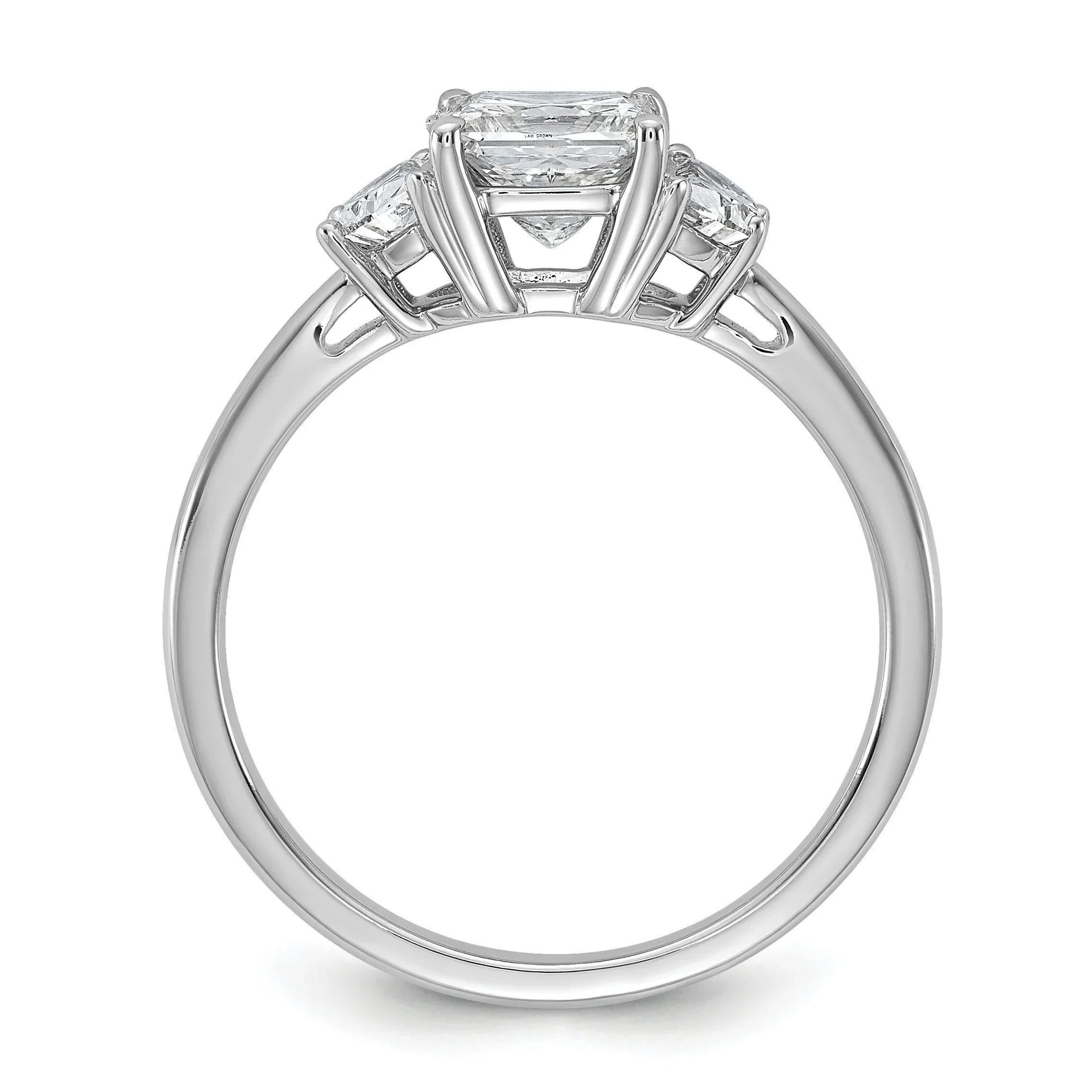 Lab Grown Diamond Princess and Half-moon 3-Stone Bridal Ring - Fine Diamond