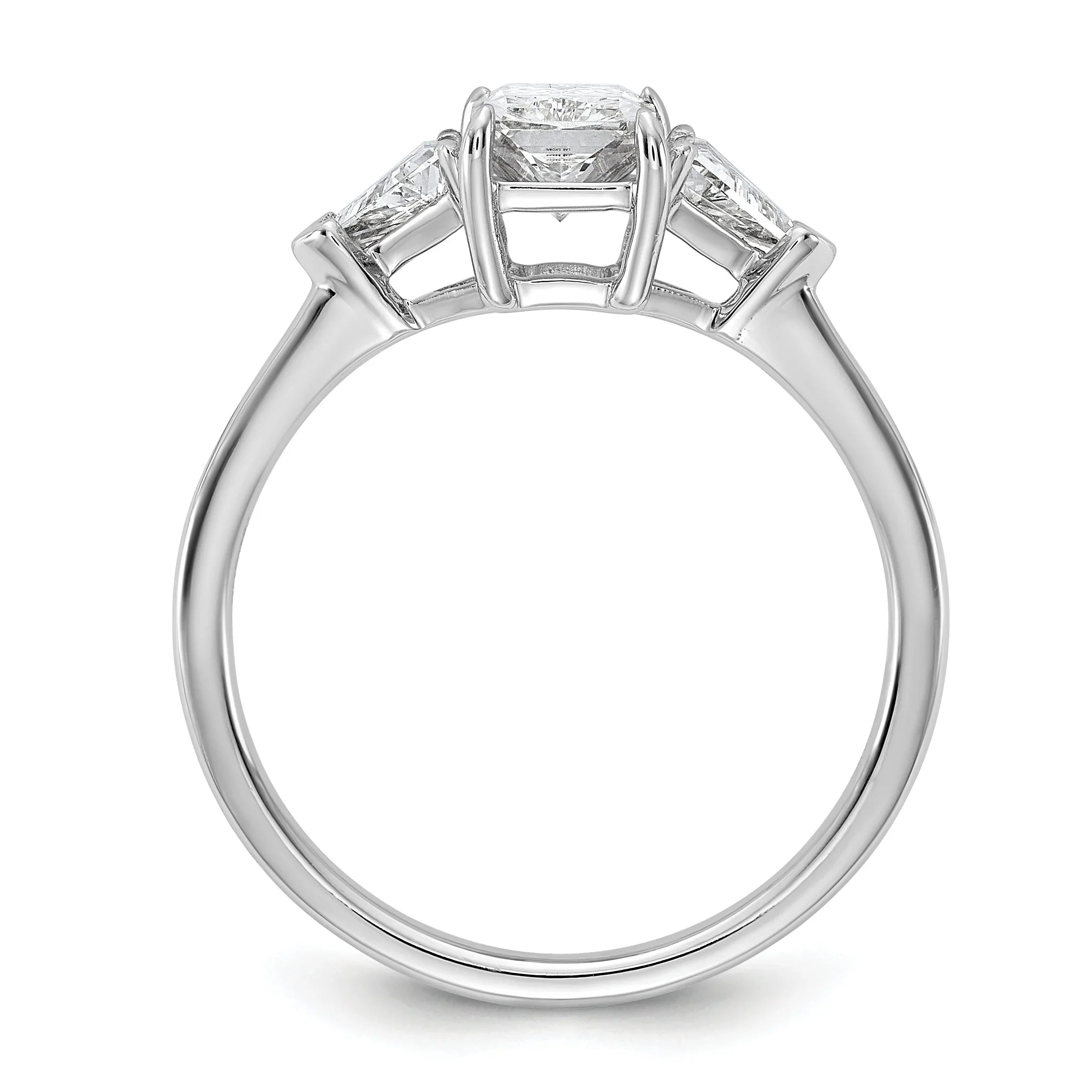 14K White Gold Lab Grown Diamond 3-Stone Bridal Ring - Fine Diamond