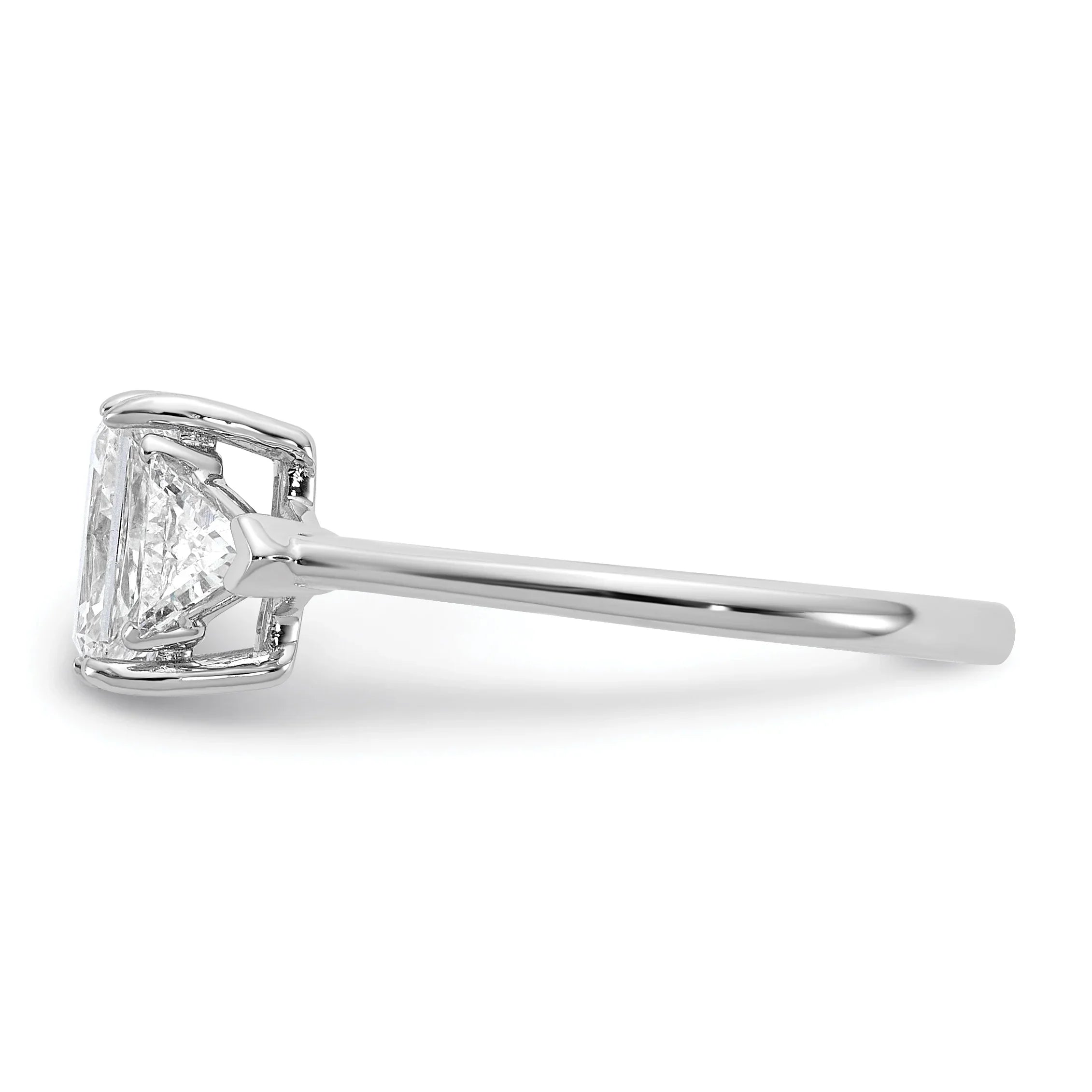 14K White Gold Lab Grown Diamond 3-Stone Bridal Ring - Fine Diamond