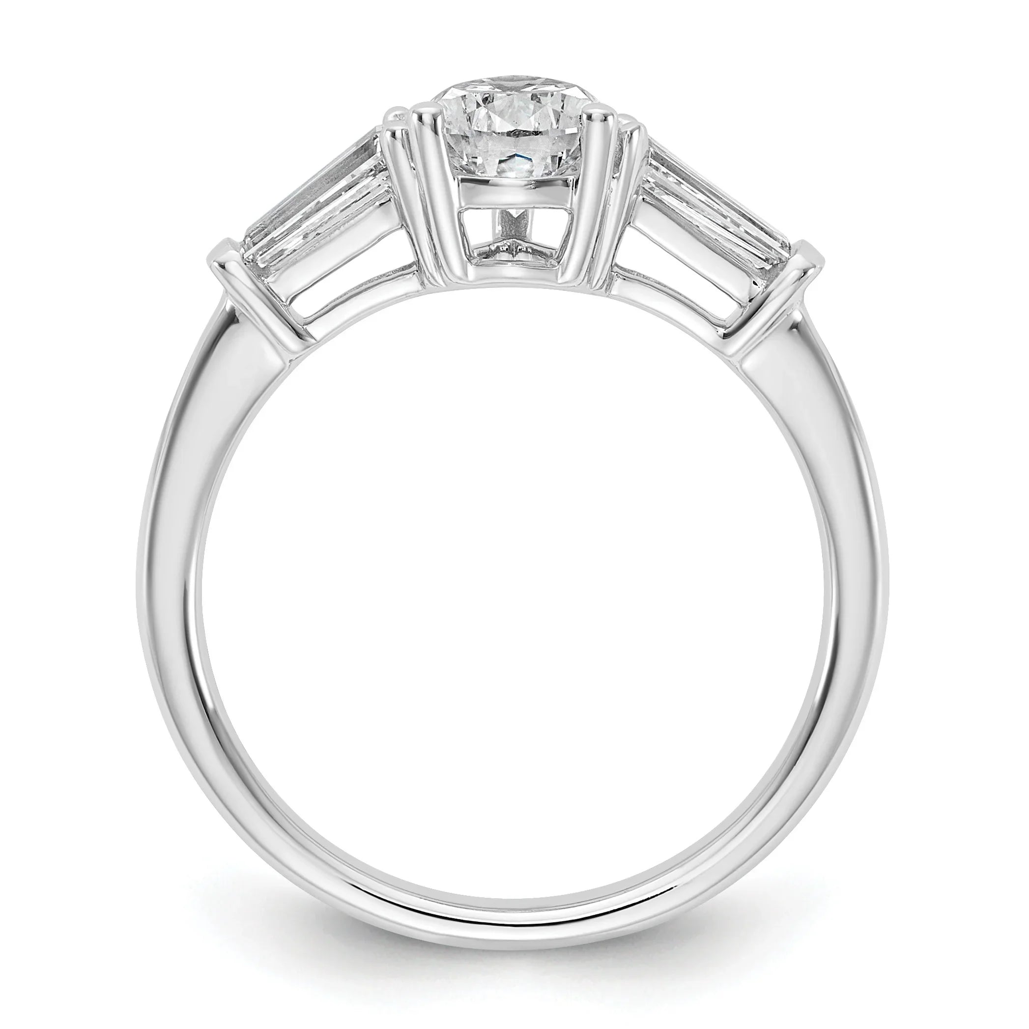 14k White Gold Lab Grown Pear Diamond Baguette 3-Stone Bridal Ring - Fine Diamond