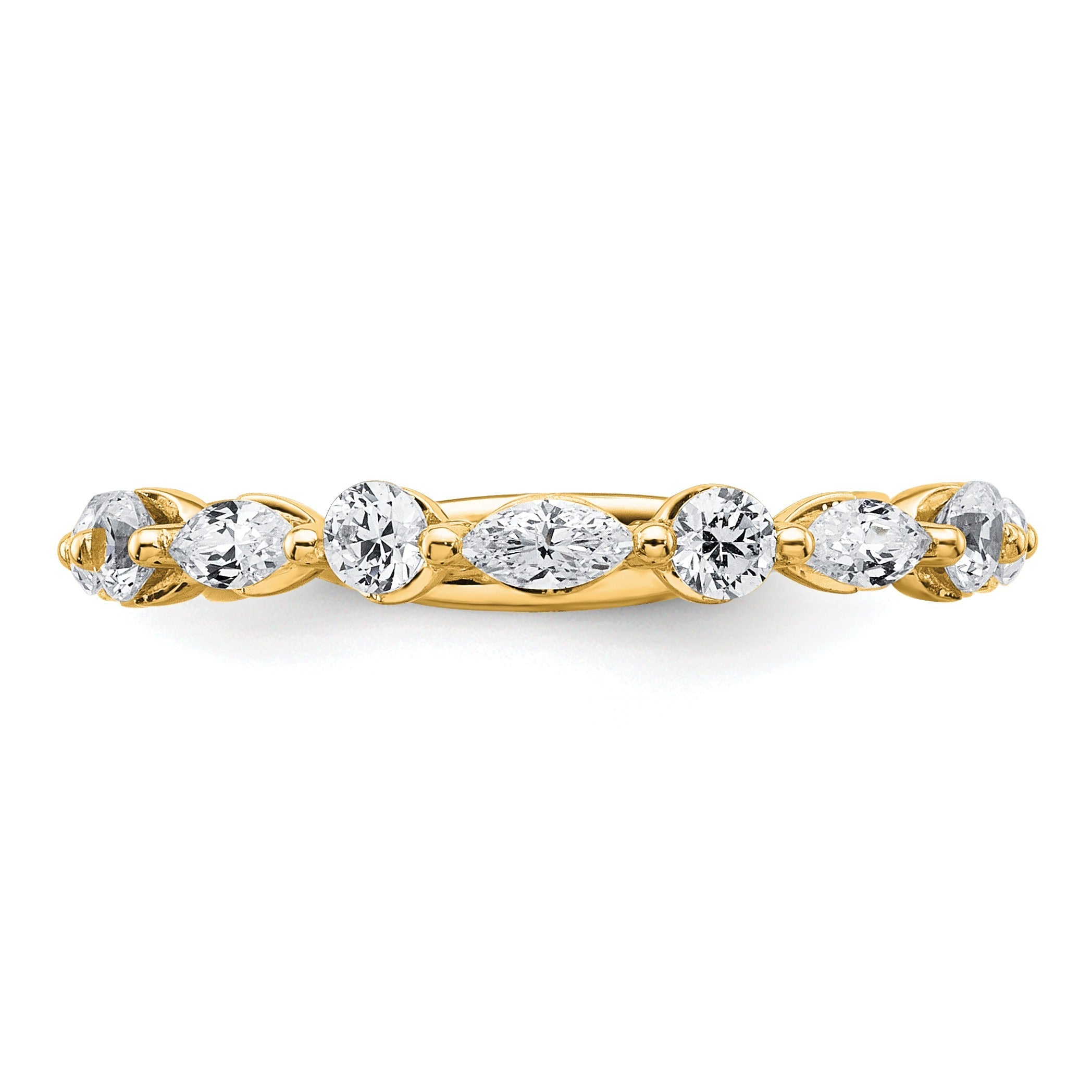 0.75 Ct Lab Grown Diamond Prong 14K Yellow Gold Alternating Wedding Enhancer Band