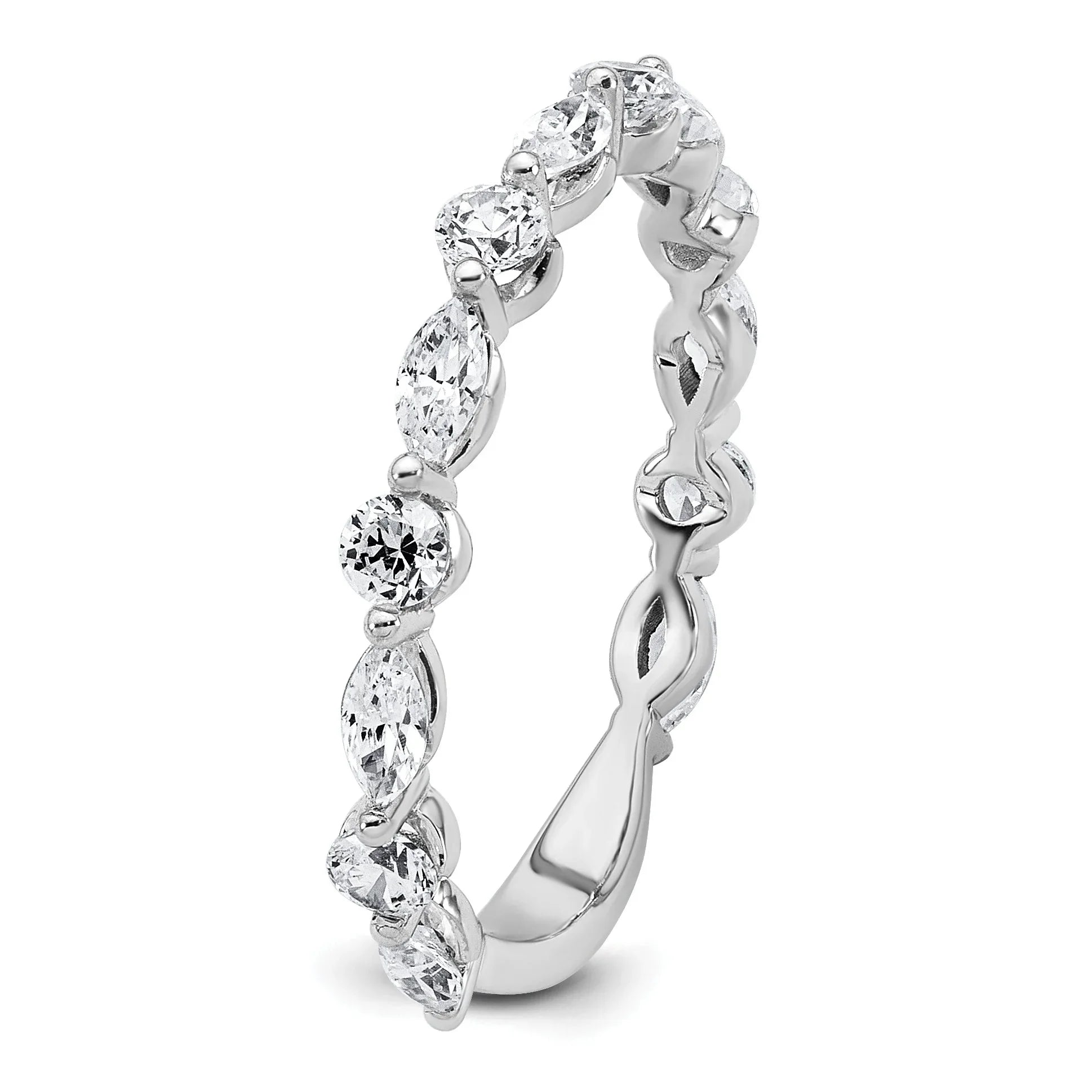 14K White Gold Lab Grown Diamond Wedding Band Ring 0.75 Ct