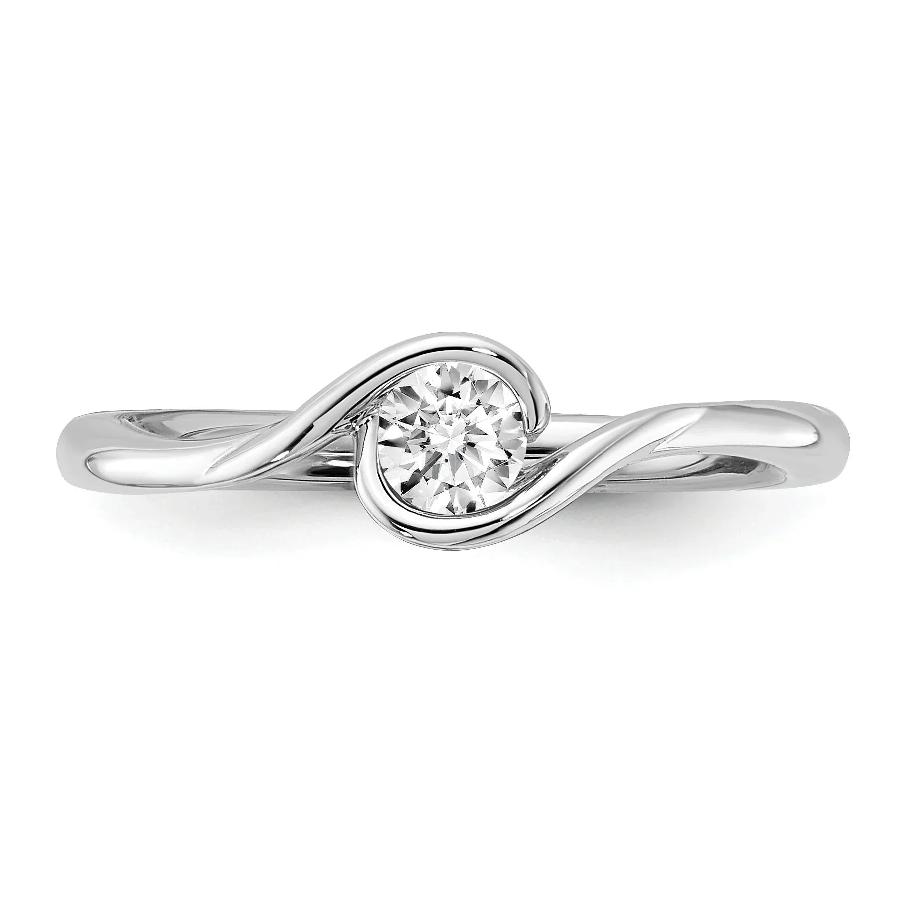 14k White Gold Lab Grown Diamond Round Solitaire Engagement Ring - Fine Diamond