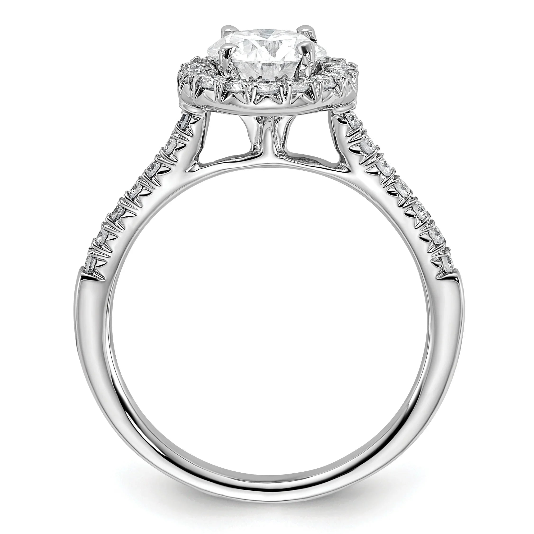 14k White Gold Lab Grown Diamond Halo Ring Semi Mount - Fine Diamond