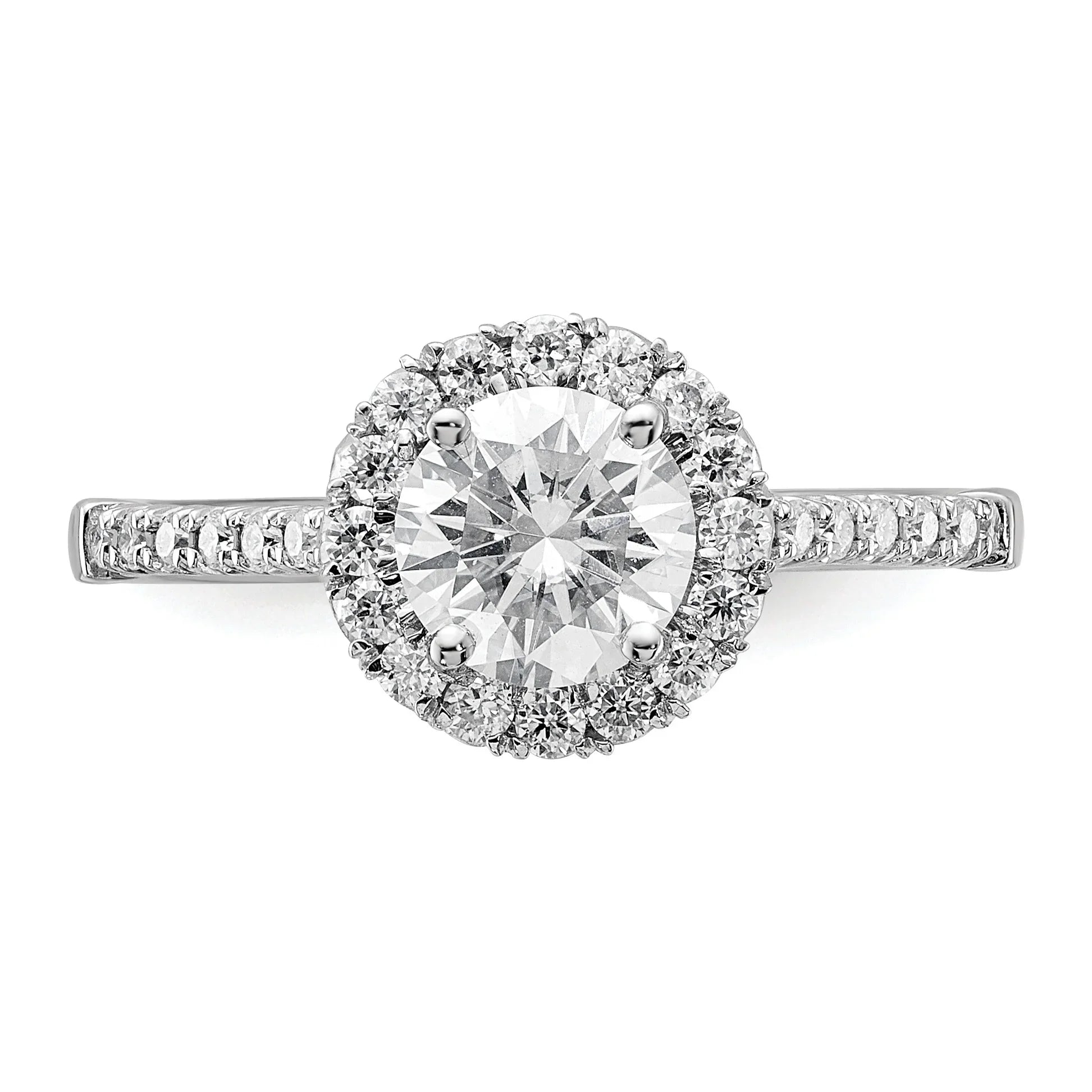 14k White Gold Lab Grown Diamond Halo Ring Semi Mount - Fine Diamond