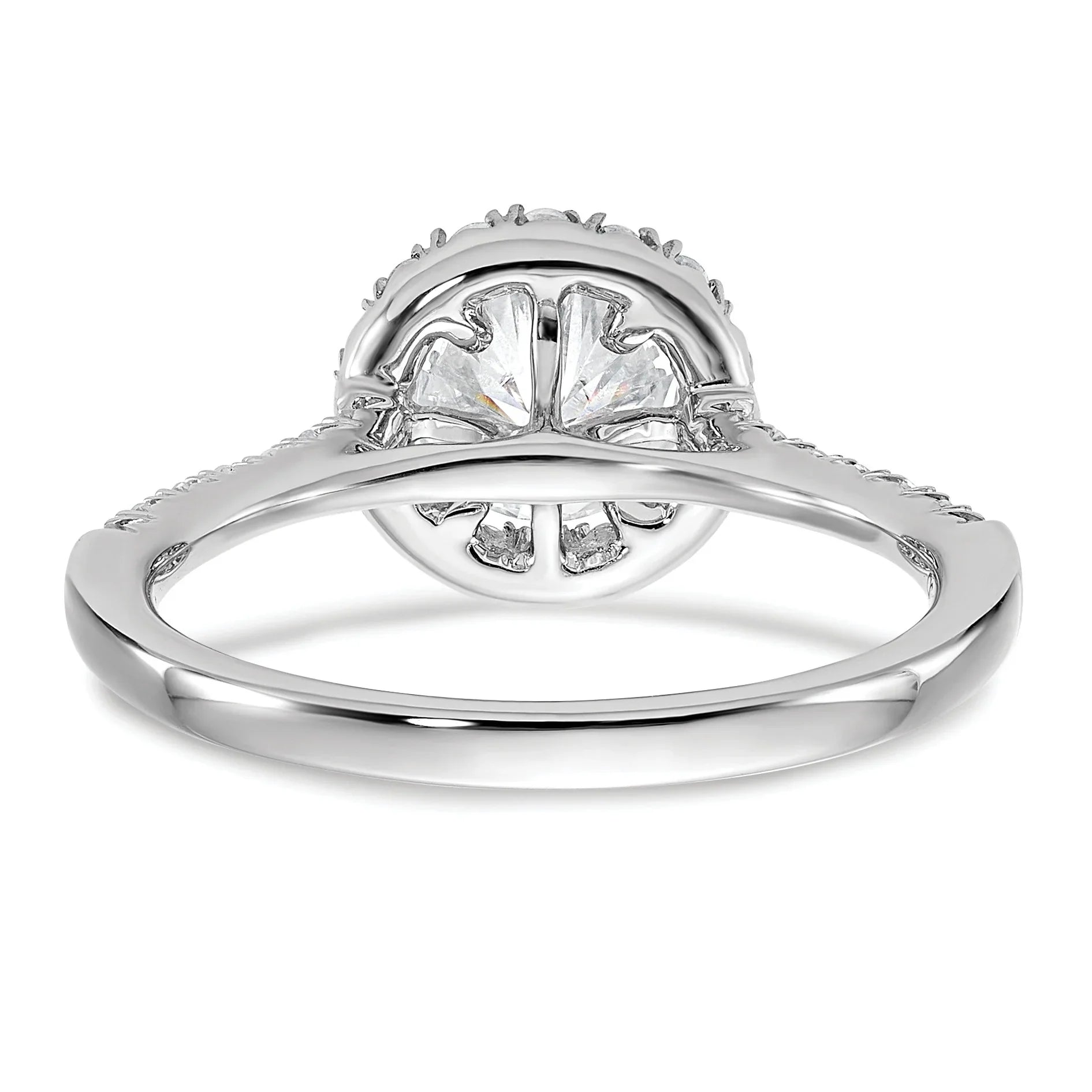 14k White Gold Lab Grown Diamond Halo Ring Semi Mount - Fine Diamond