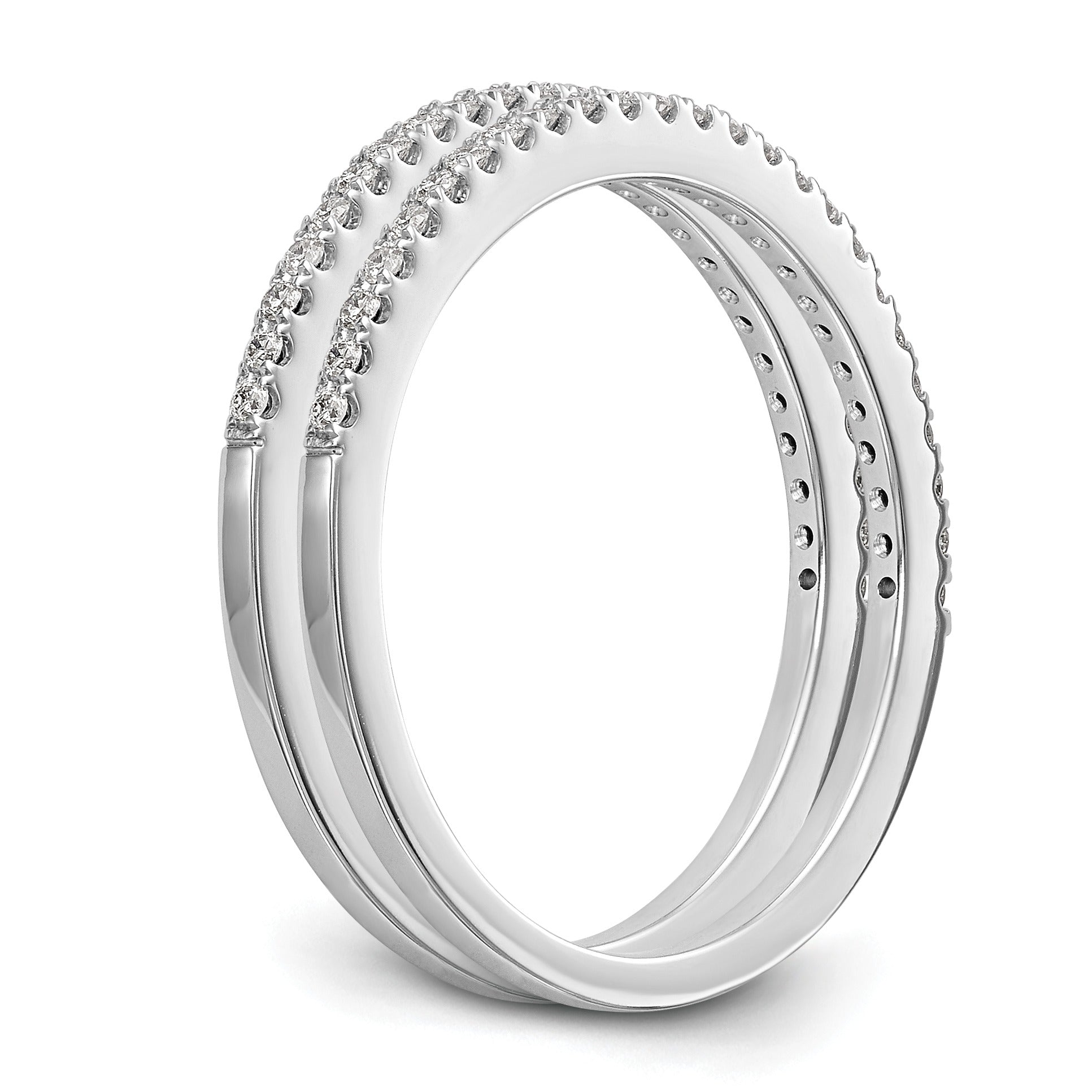 14k White Gold Lab Grown Diamond Set of Two Eternity Wedding Bands
