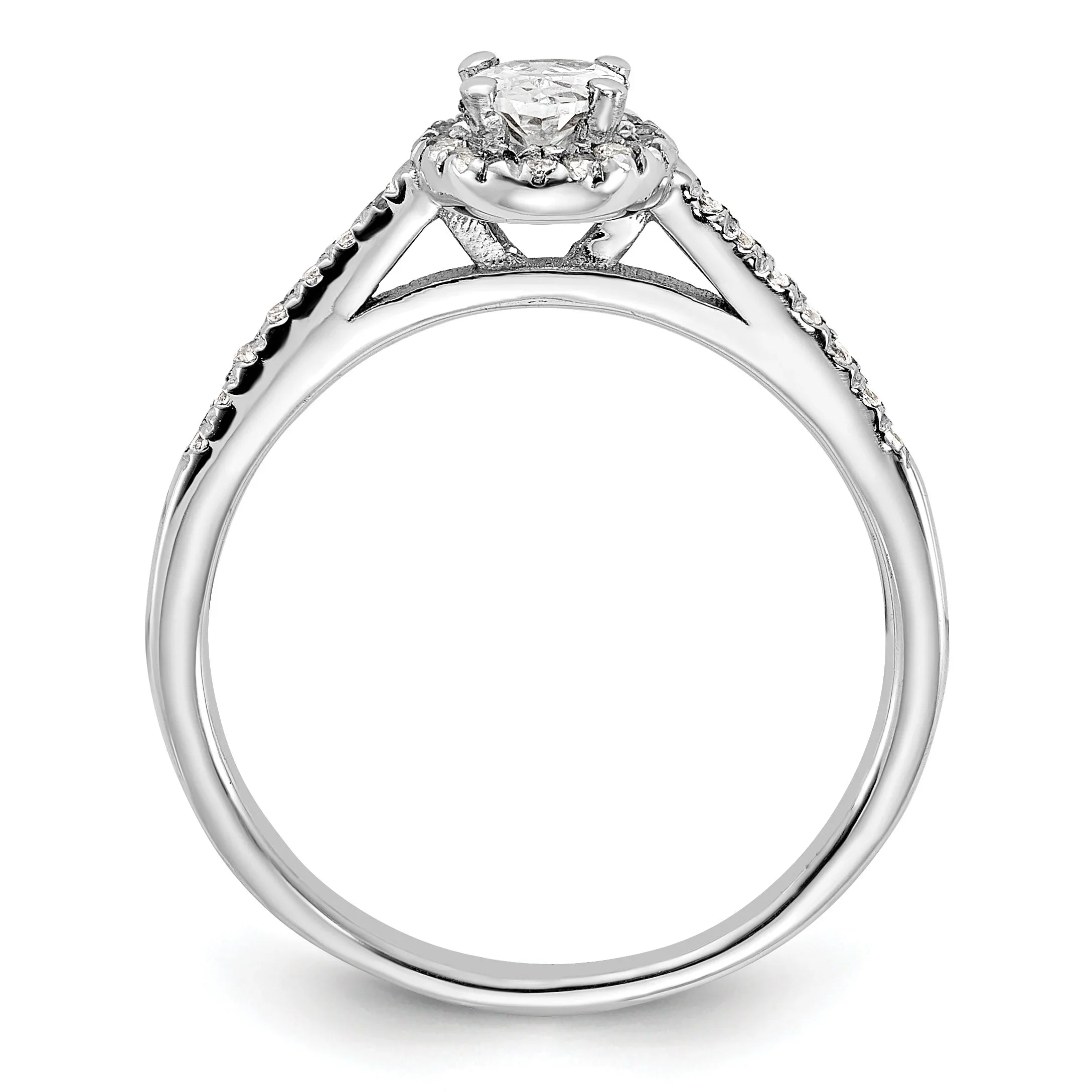 14K White Gold Lab Grown Oval Diamond Halo Engagement Ring 0.75 ct - Fine Diamond