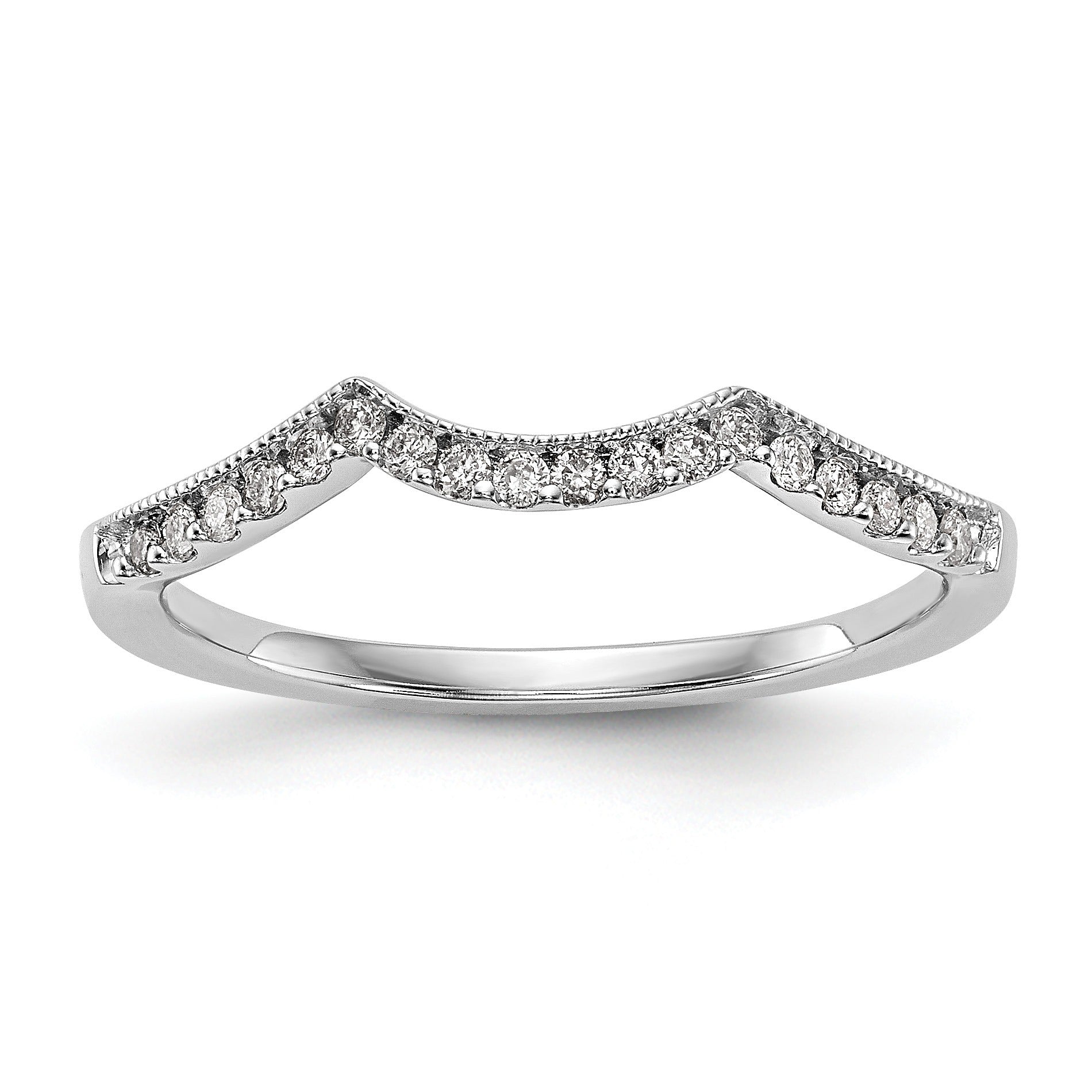 Round Lab Diamond Pavé 14K White Gold Curved Wedding Enhancer Band
