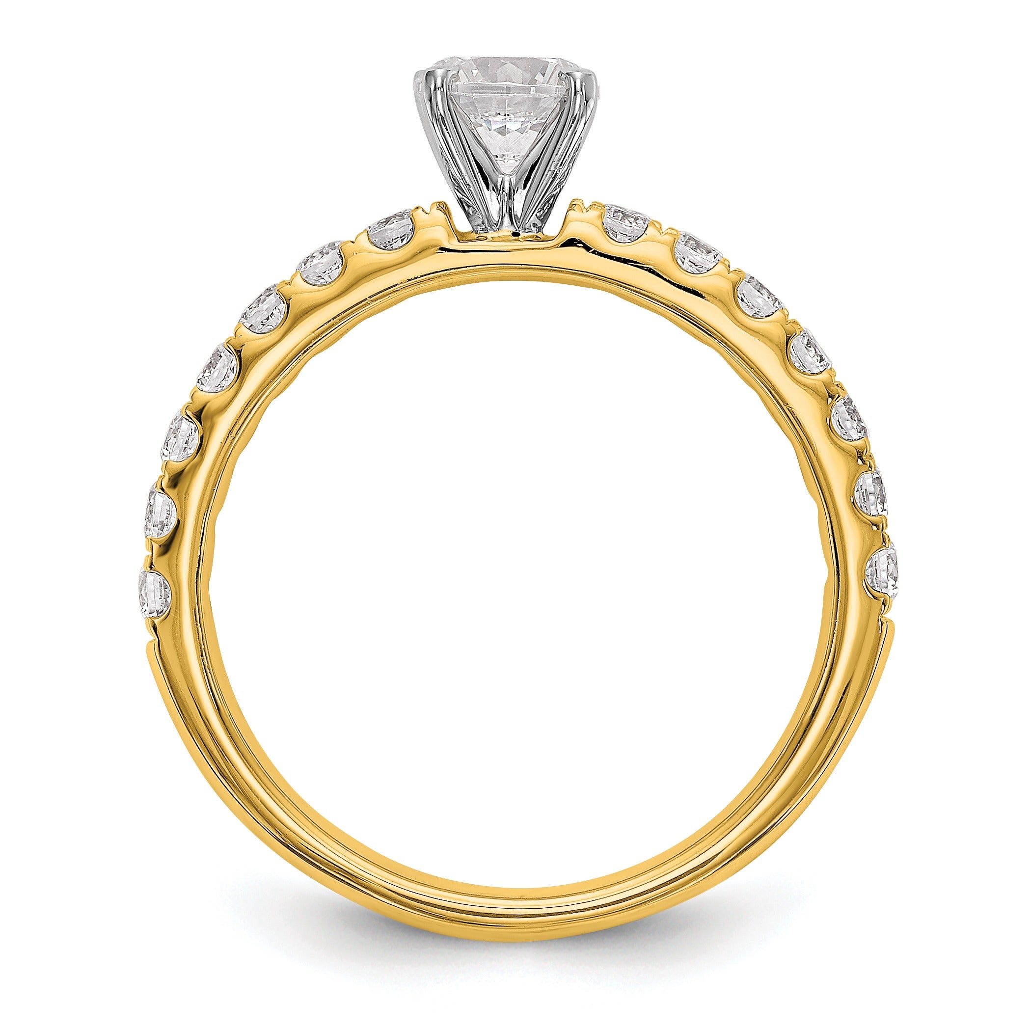 14K Gold Lab Diamond Solitaire Pave Ring