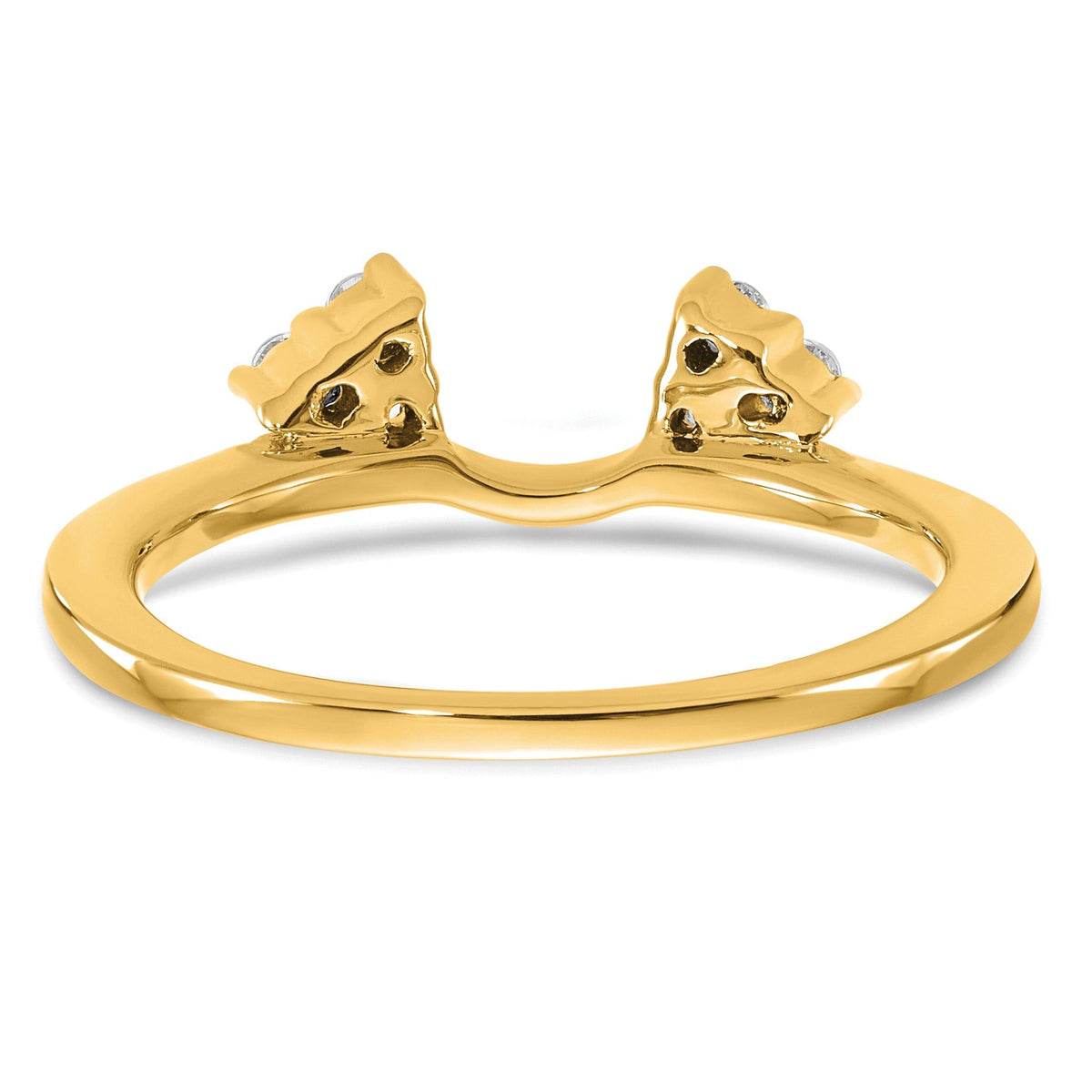 Round Lab Grown Diamond Prong 14K Yellow Gold Tri-Cluster Ring Wrap Enhancer Band