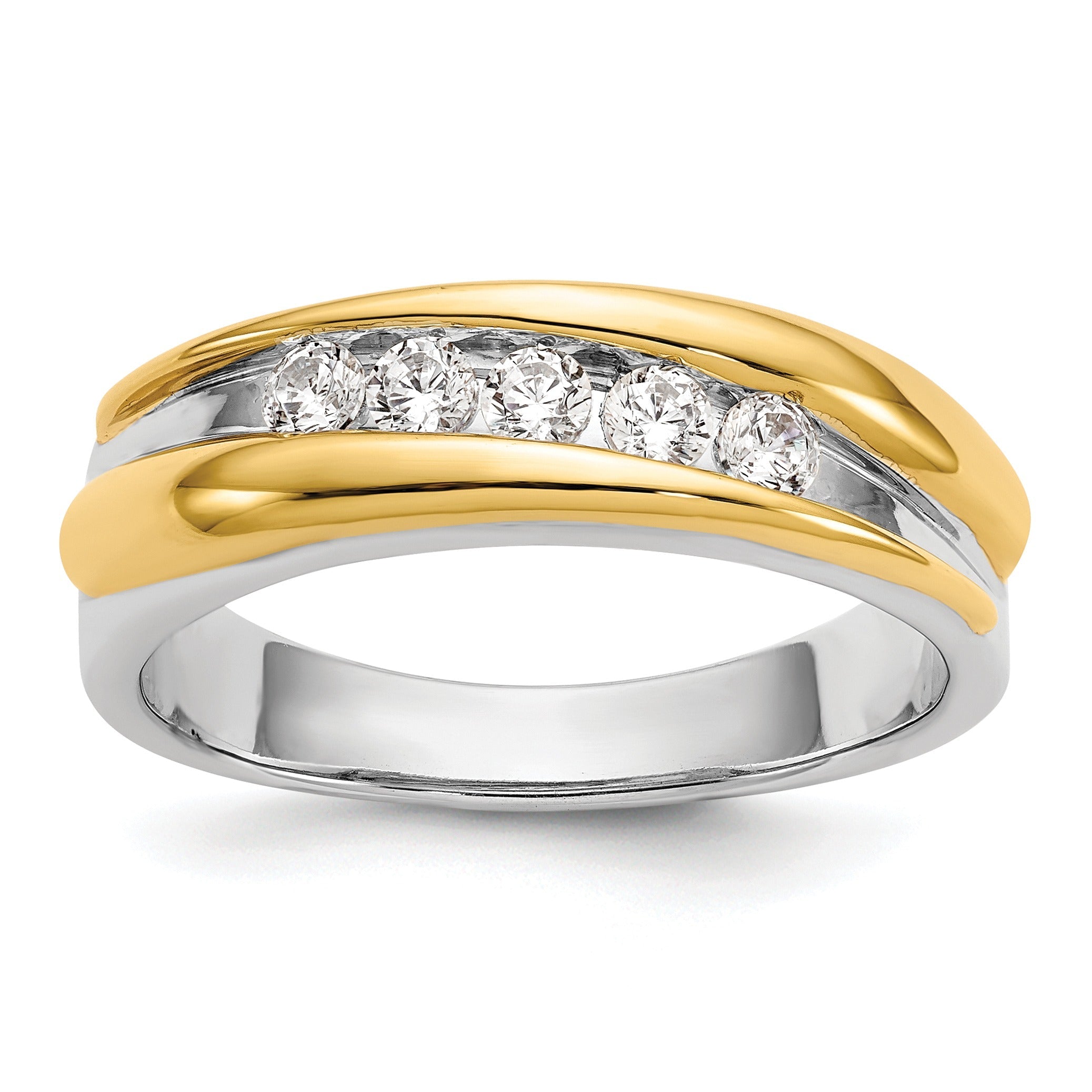 14k Two-tone 3/8 ct Lab Diamond Five Stone Men's Ring
