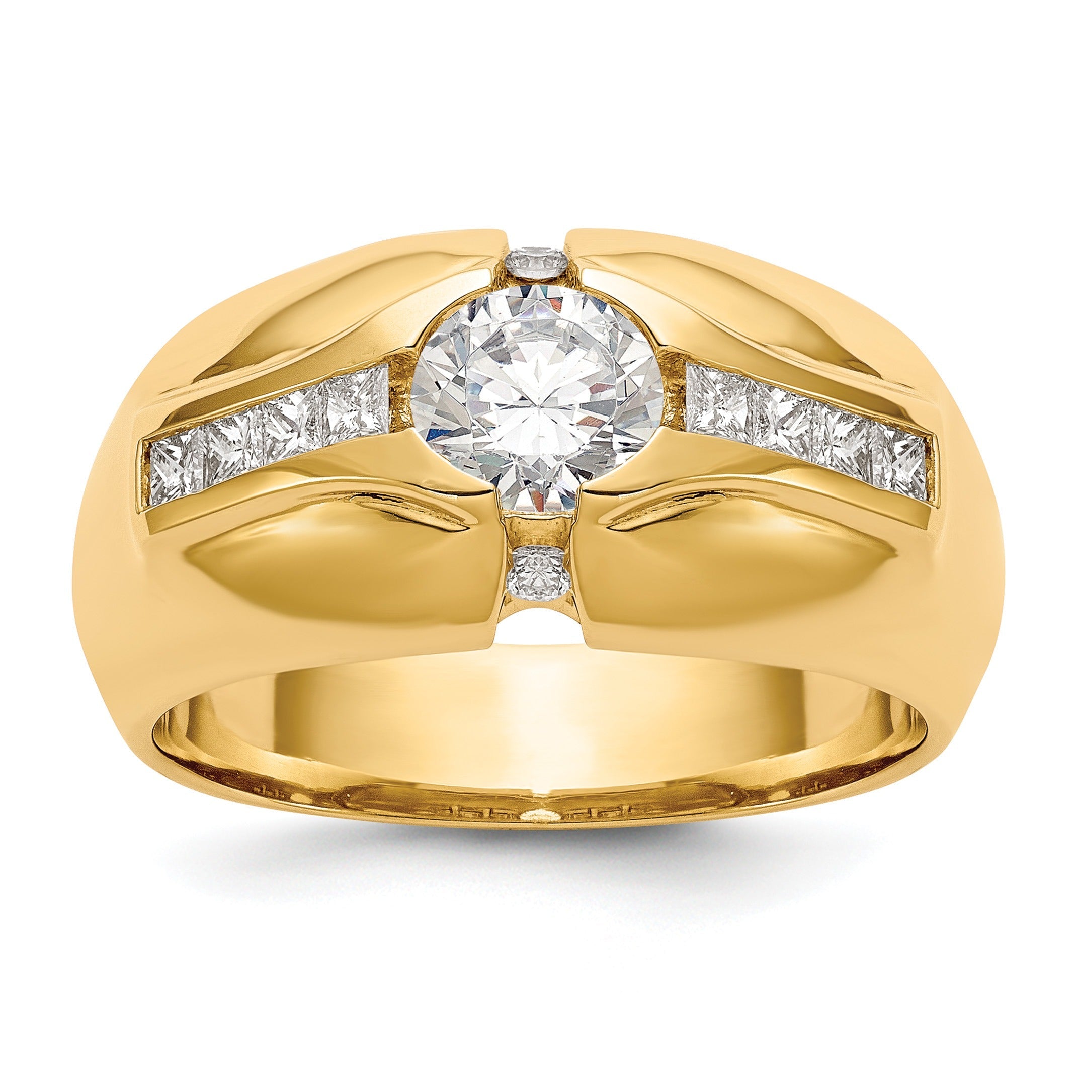 1/2 ct Lab Grown Diamond 5/8 ct Semi Mount Men's Ring 14k Yellow Gold
