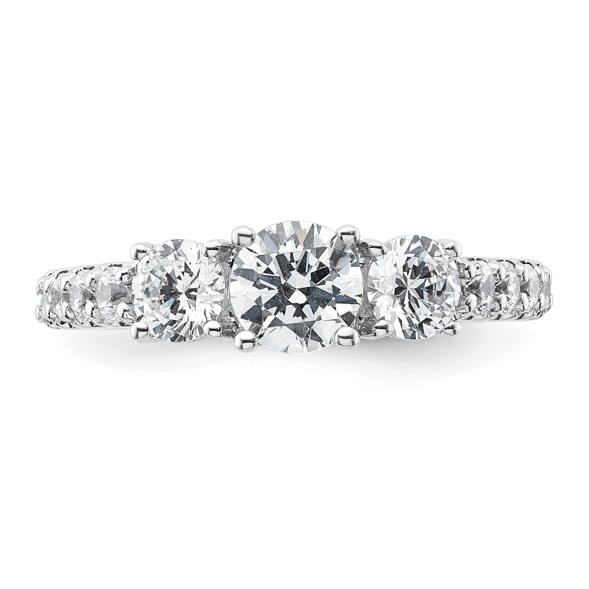 14k Gold Lab Grown Diamond 3-Stone Engagement Ring - Fine Diamond