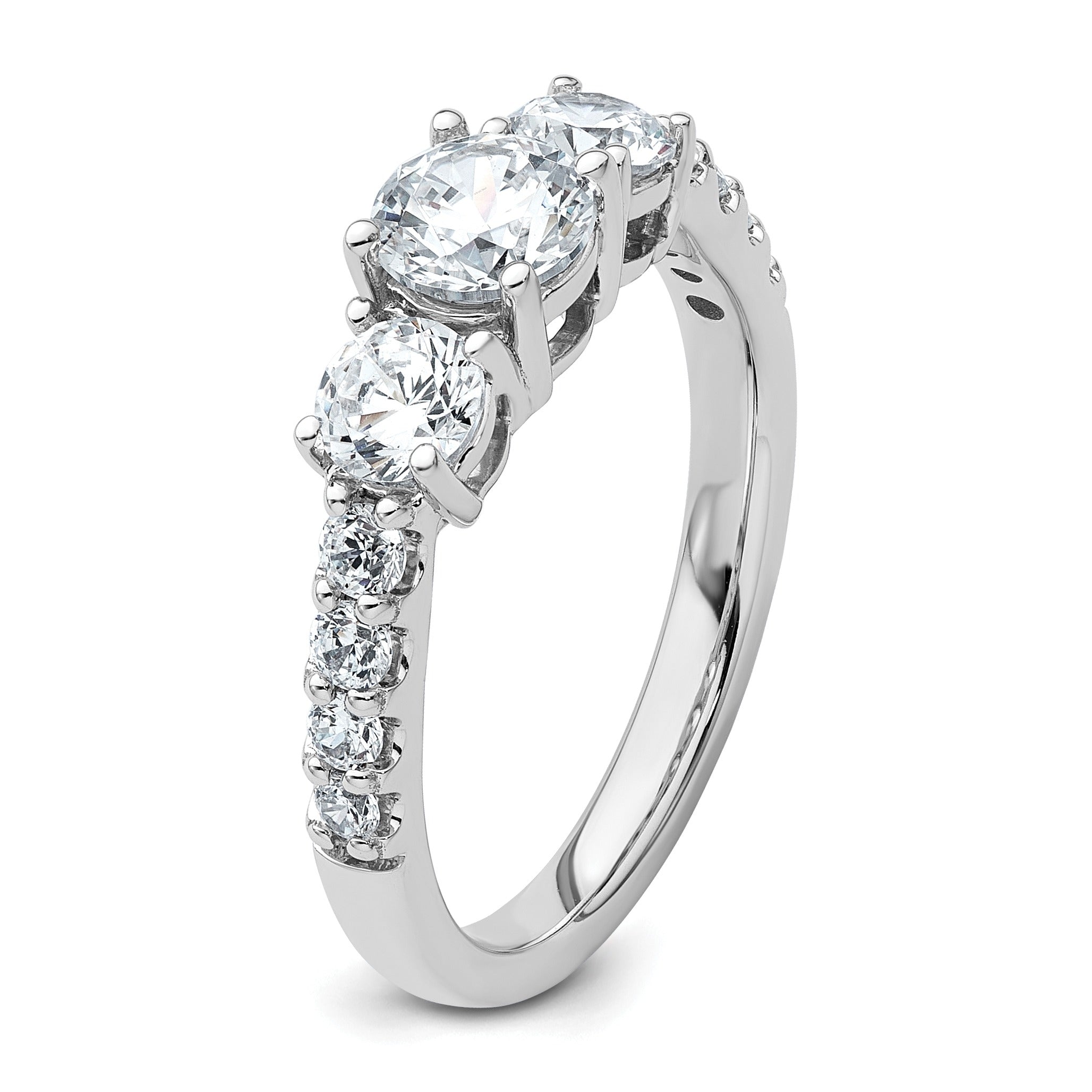14k Gold Lab Grown Diamond 3-Stone Engagement Ring - Fine Diamond